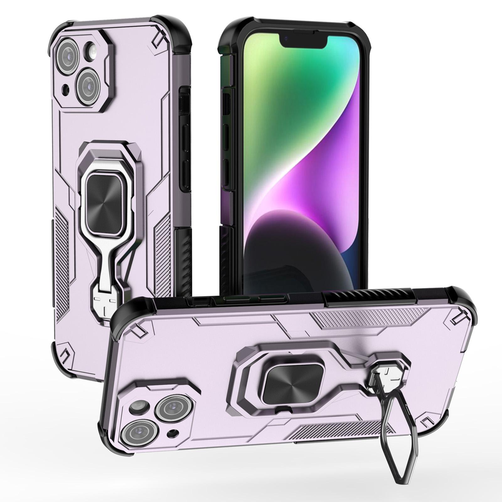 For iPhone 13 Metal Kickstand TPU Hybrid PC Phone Case(Purple) - Shopkiz.com