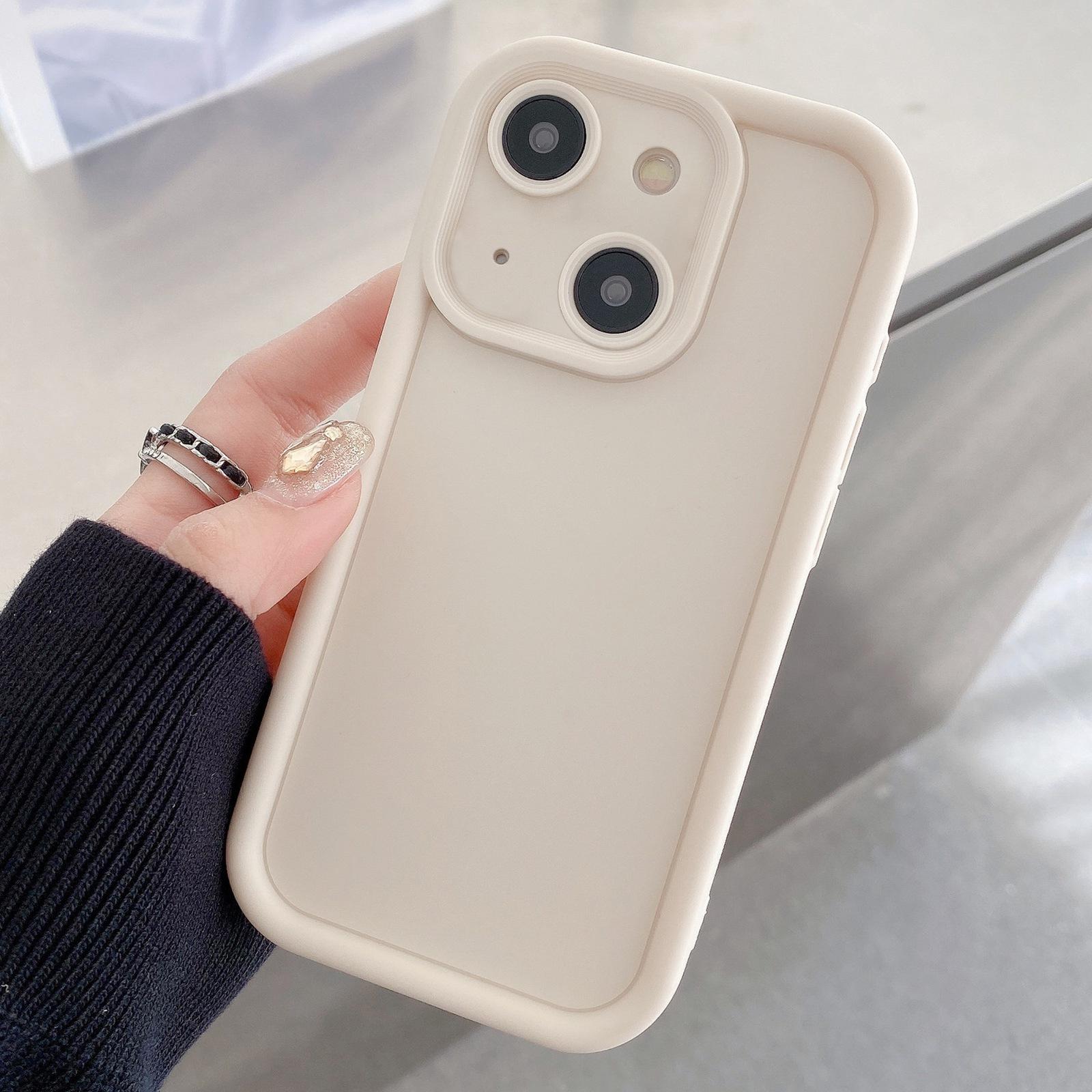 For iPhone 14 Plus Shockproof Frame Frosted Precise Hole TPU Phone Case(White) - Shopkiz.com
