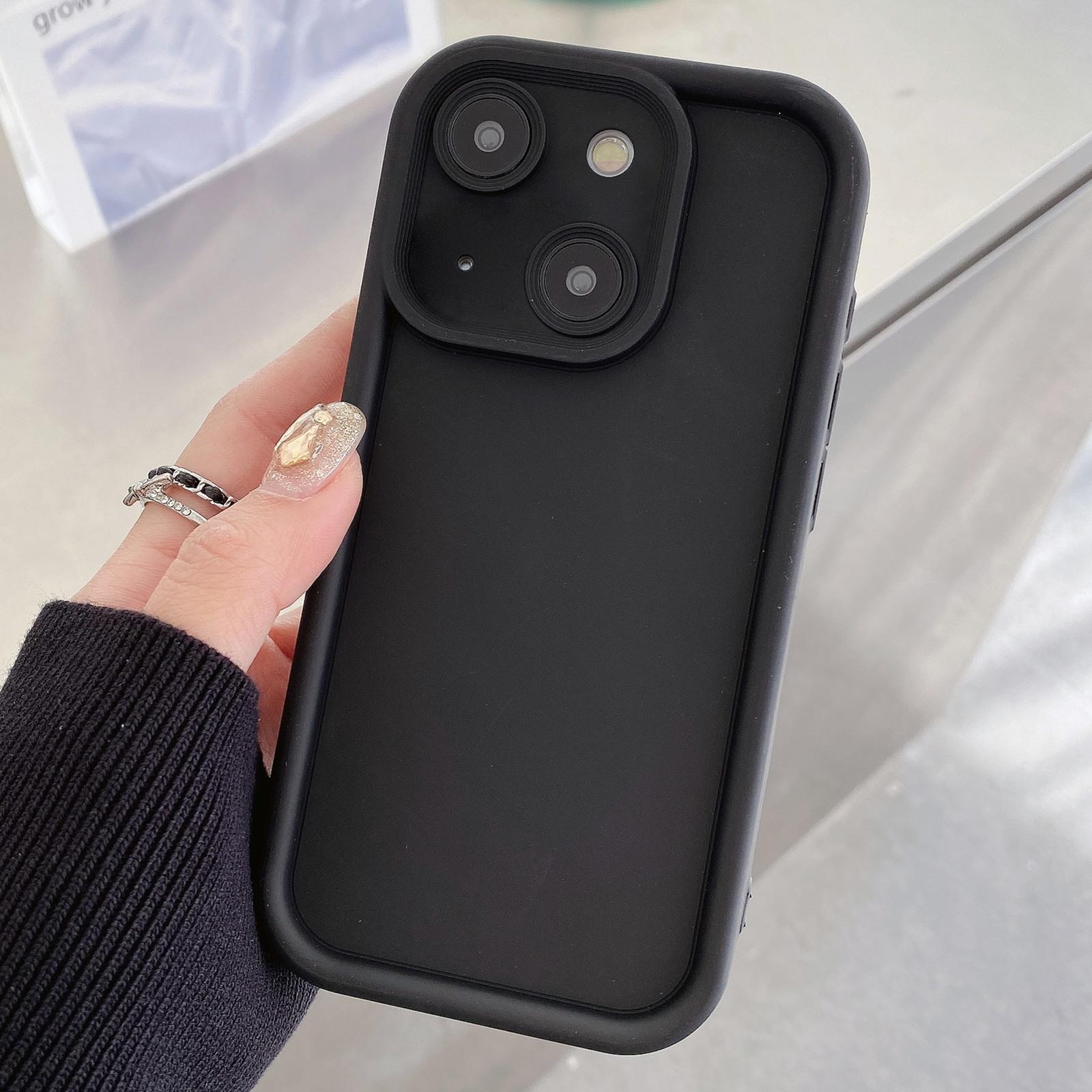 For iPhone 14 Shockproof Frame Frosted Precise Hole TPU Phone Case(Black) - Shopkiz.com