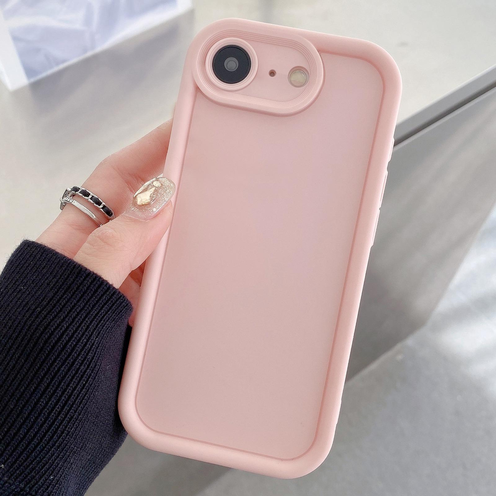 For iPhone SE 2022 / 2020 / 8 / 7 Shockproof Frame Frosted Precise Hole TPU Phone Case(Light Pink) - Shopkiz.com
