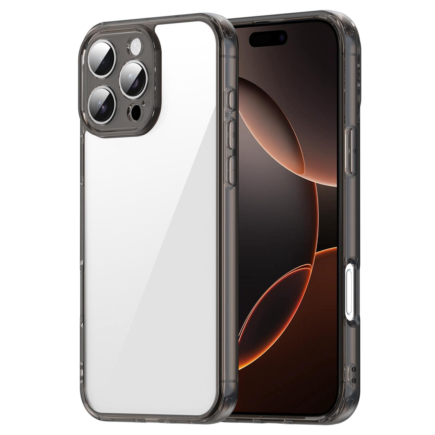 For iPhone 16 Pro Max PC Hybrid TPU Airbag Shockproof Phone Case(Transparent Black) - Shopkiz.com