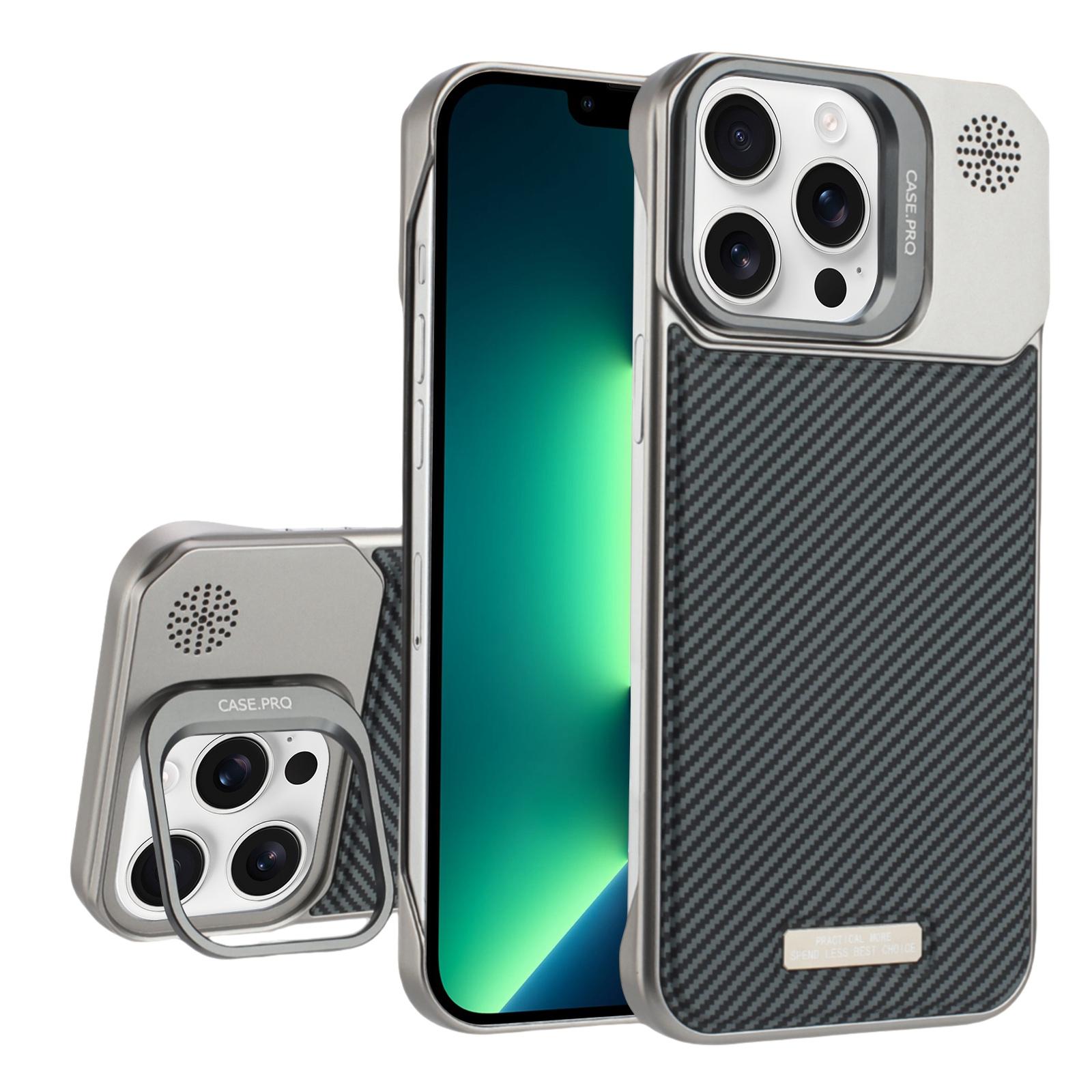 For iPhone 13 Pro Frameless Carbon Fiber Holder PC MagSafe Phone Case(Titanium Gray) - Shopkiz.com