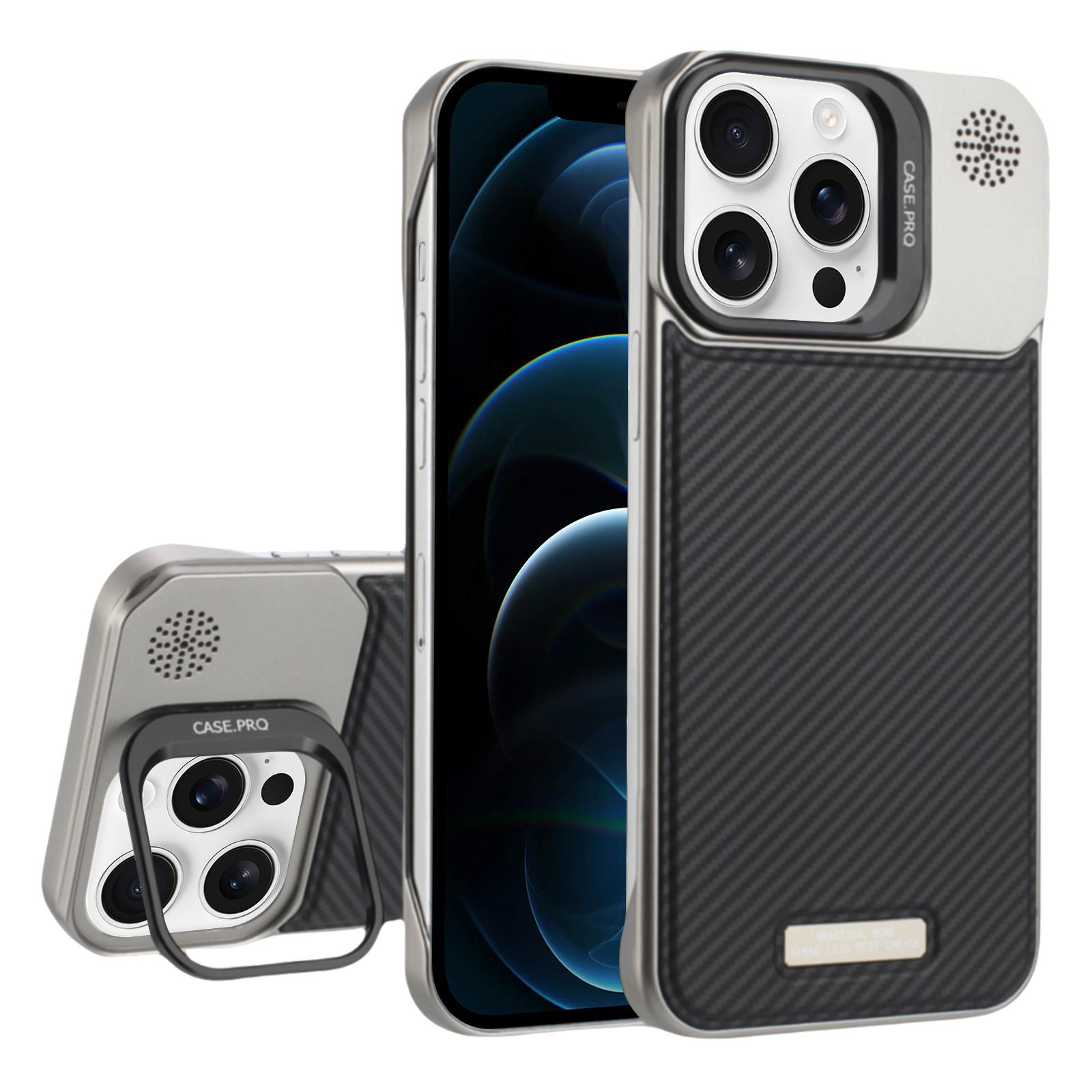 For iPhone 12 Pro Max Frameless Carbon Fiber Holder PC MagSafe Phone Case(Black) - Shopkiz.com