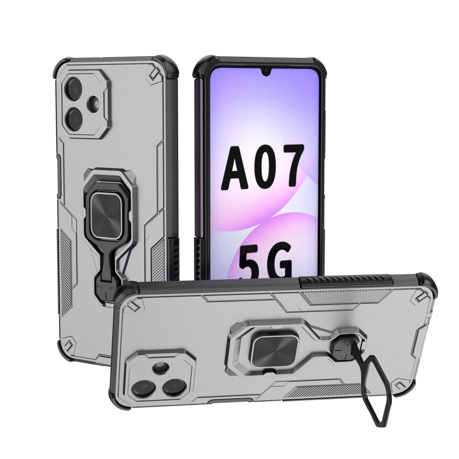 For Galaxy A07 4G Metal Kickstand TPU Hybrid PC Phone Case(Grey) - Shopkiz.com