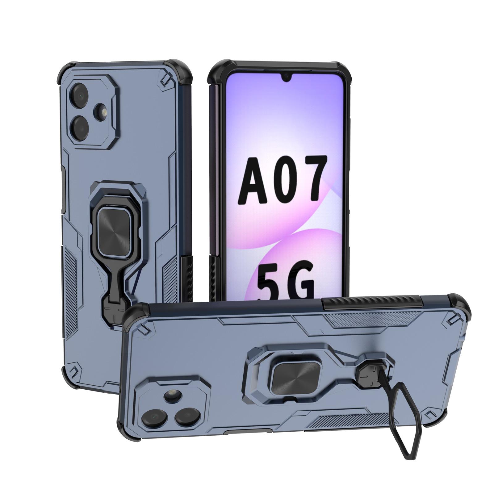 For Galaxy A07 4G Metal Kickstand TPU Hybrid PC Phone Case(Blue) - Shopkiz.com