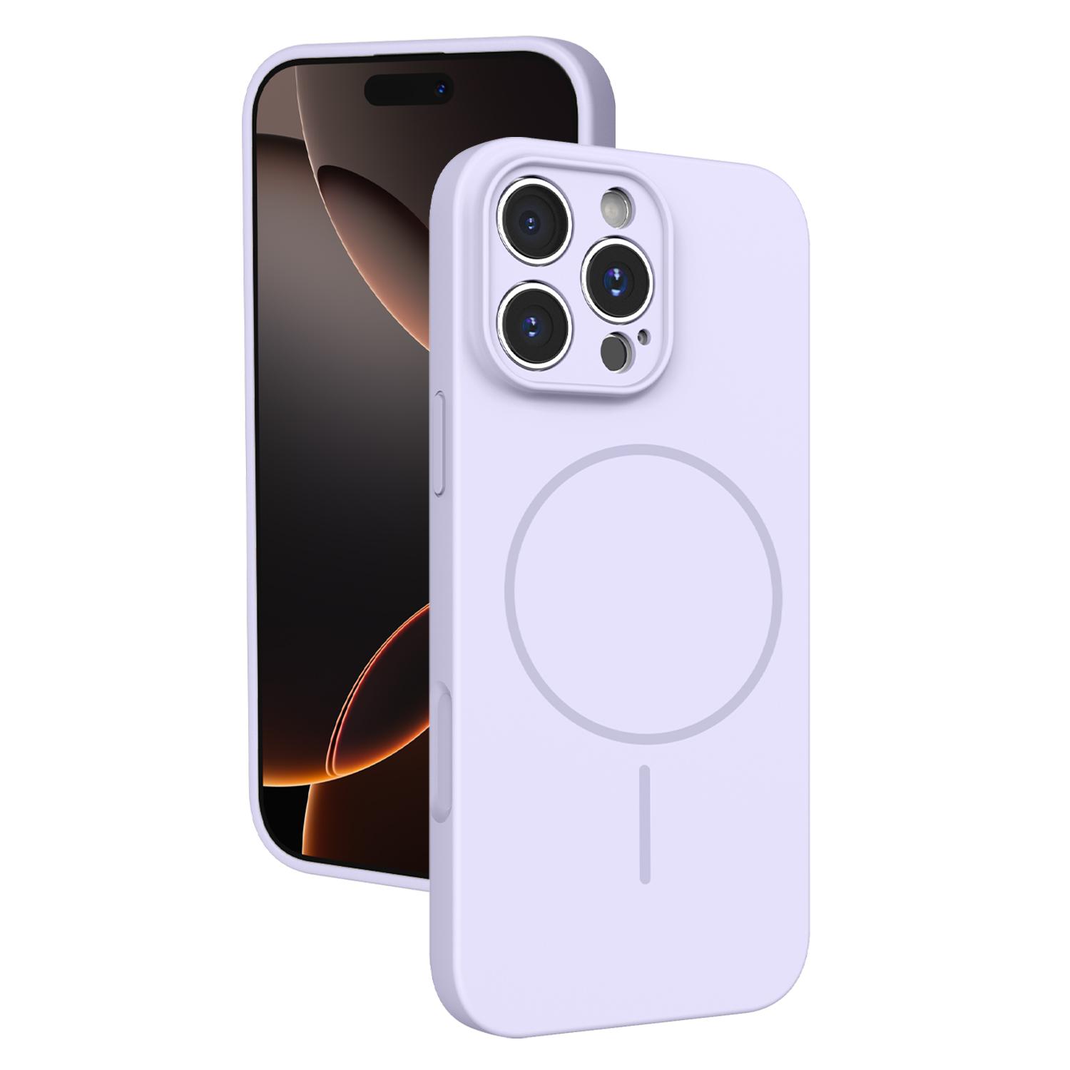 For iPhone 16 Pro Max Thin Circle MagSafe Fine Hole Liquid Silicone Phone Case(Purple) - Shopkiz.com