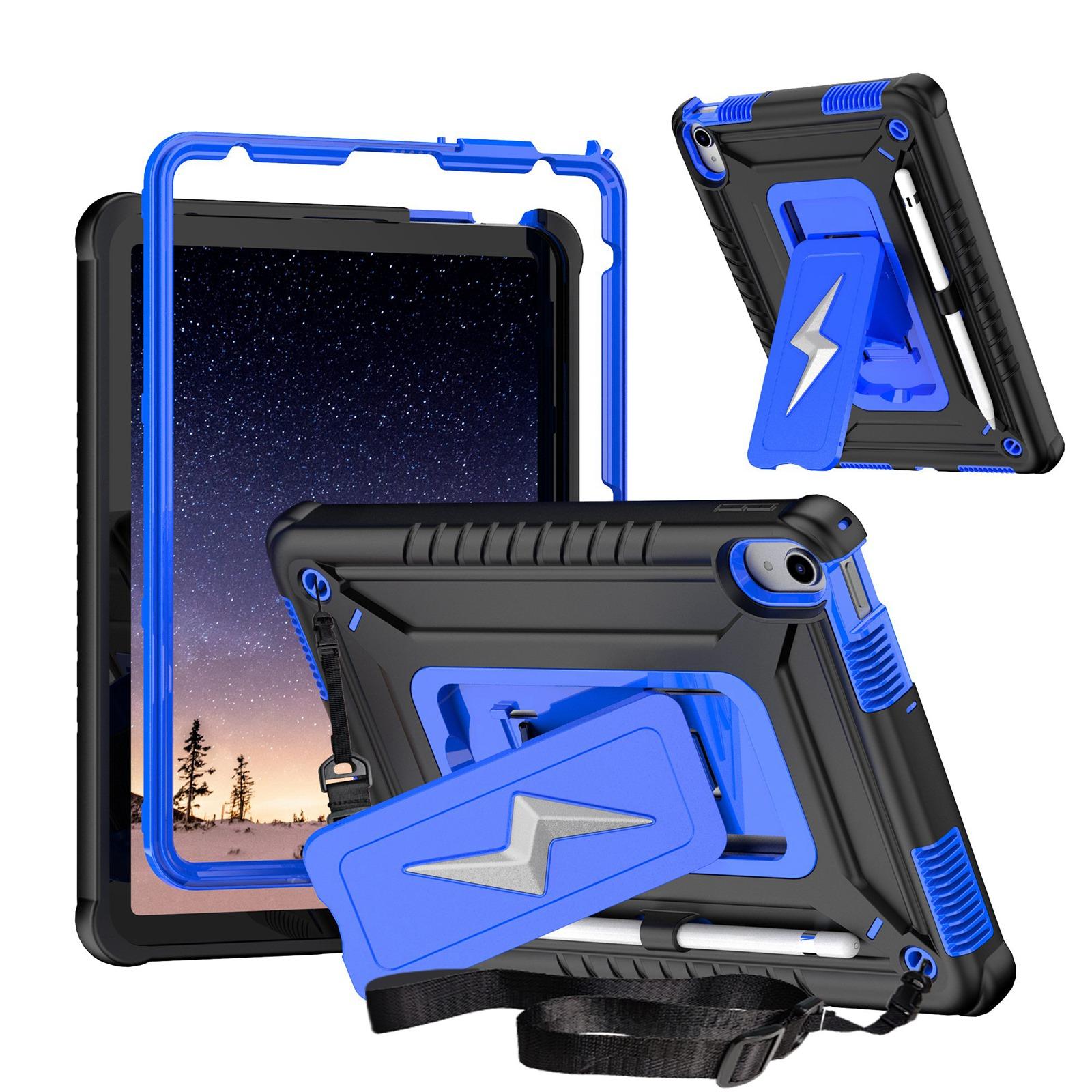 For iPad 2025 / 2022 Armor Bolt Shape Holder Silicone Hybrid PC Tablet Case(Black Blue) - Shopkiz.com