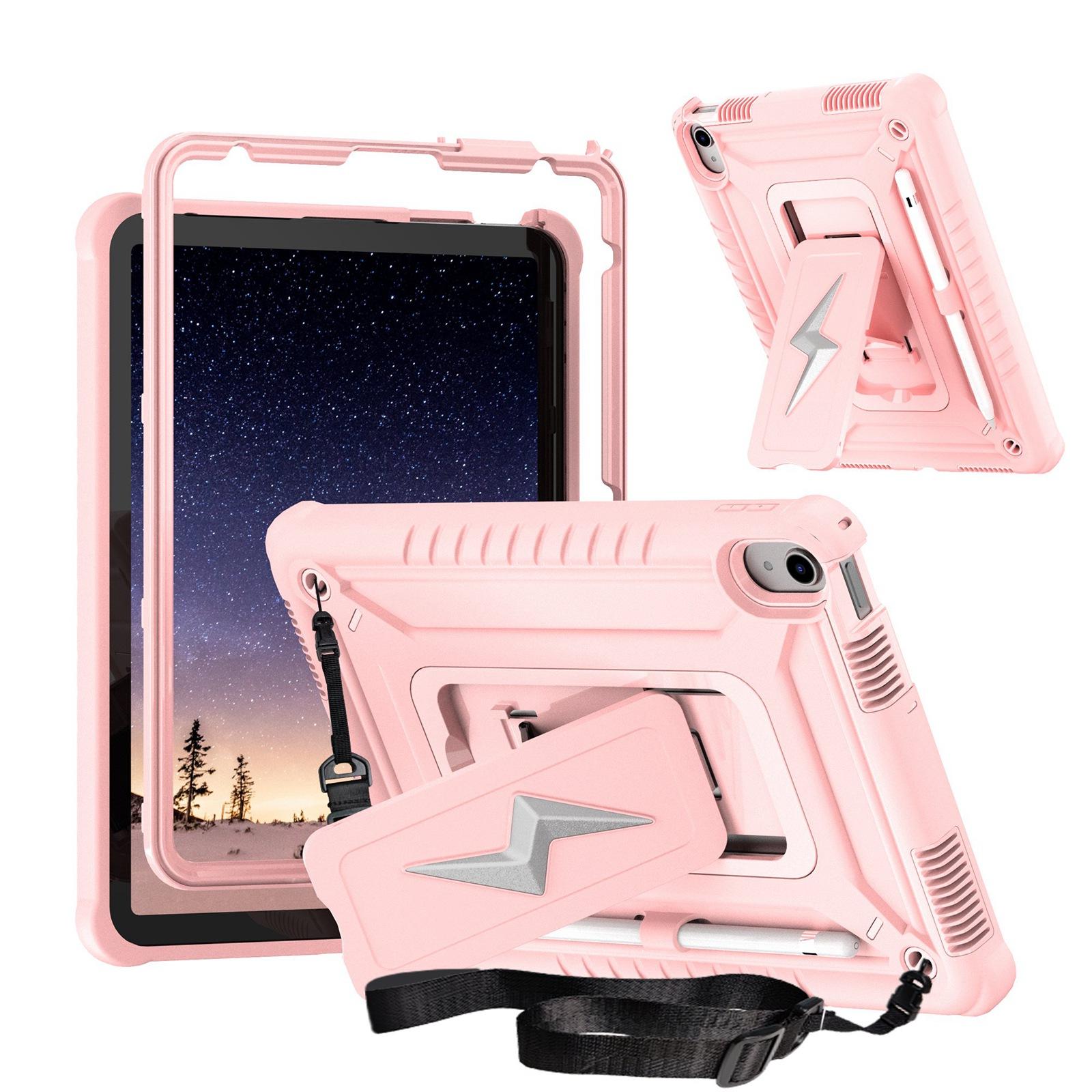 For iPad 2025 / 2022 Armor Bolt Shape Holder Silicone Hybrid PC Tablet Case(Rose Gold) - Shopkiz.com