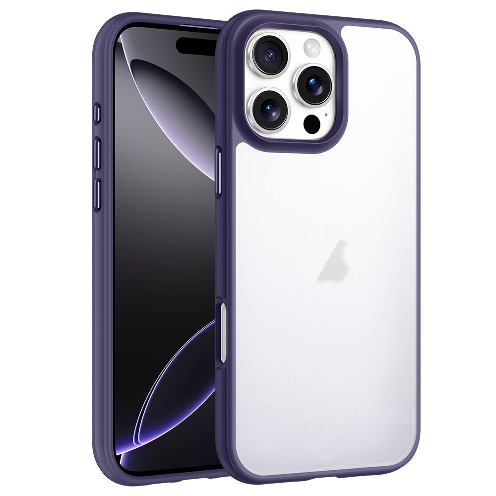 For iPhone 16 Pro Phantom Frosted Airbag Shockproof Transparent Phone Case(Purple) - Shopkiz.com