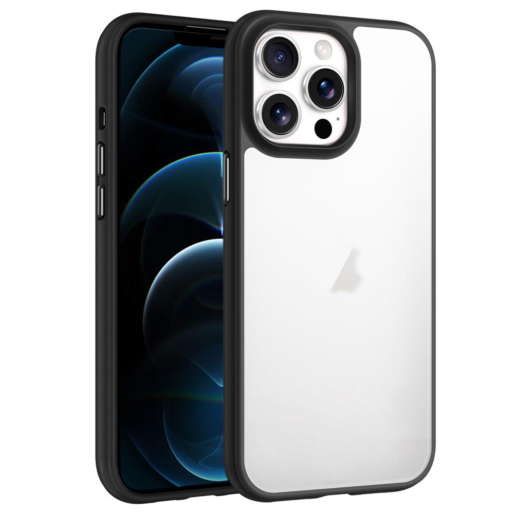 For iPhone 12 Pro Max Phantom Frosted Airbag Shockproof Transparent Phone Case(Black) - Shopkiz.com