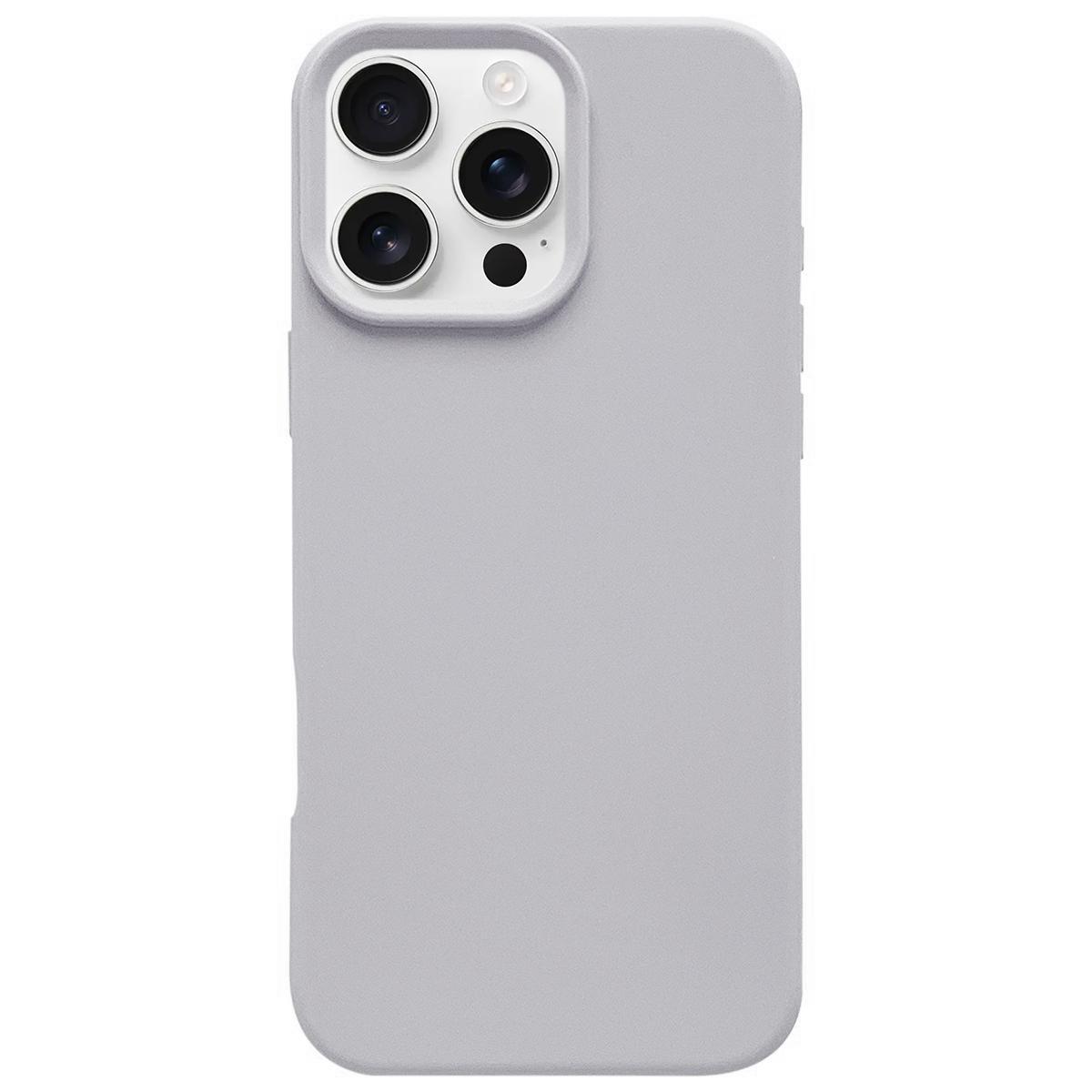 For iPhone 16 Pro Max Dopamine Simple Imitation Liquid Silicone Phone Case(Smoky Blue) - Shopkiz.com