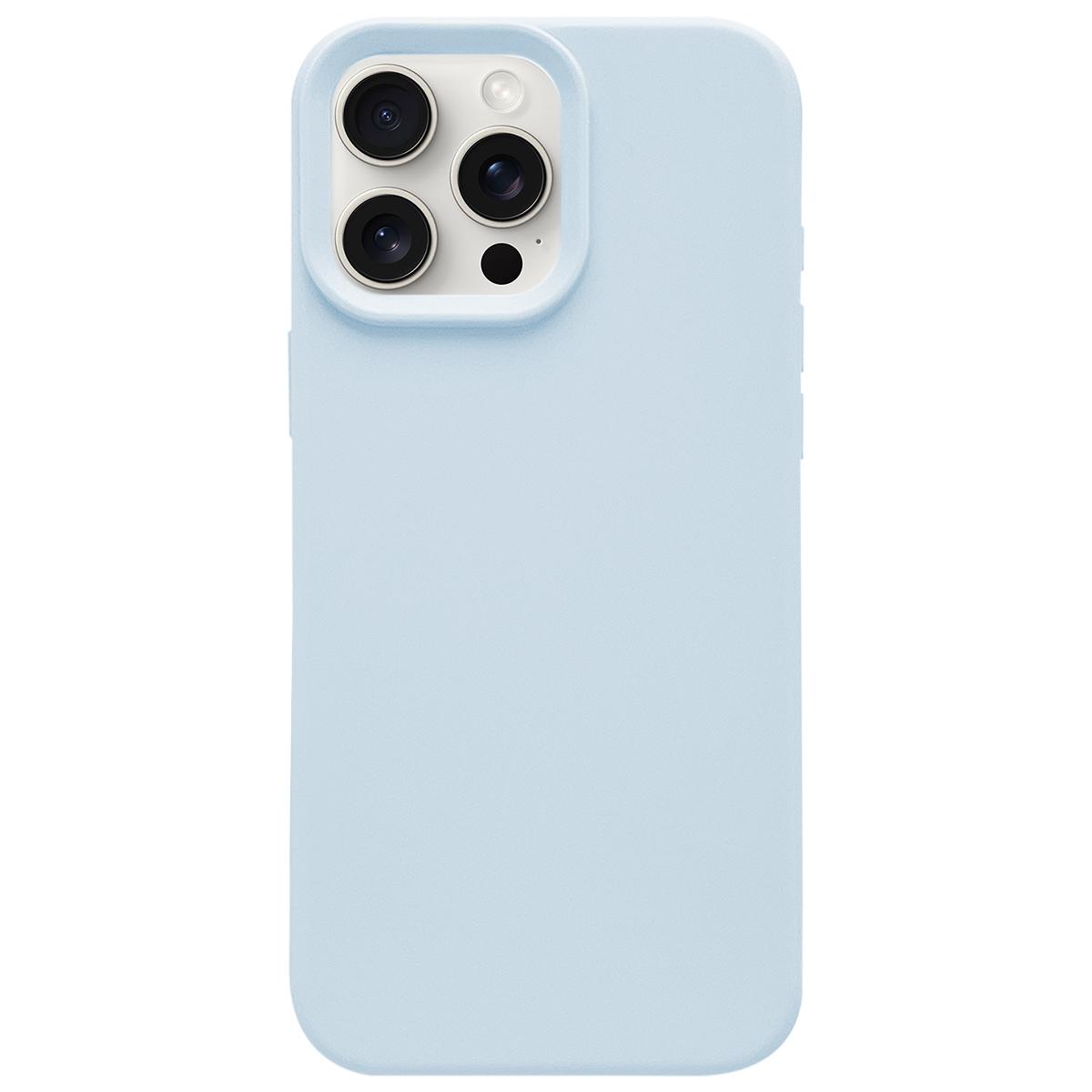 For iPhone 15 Pro Dopamine Simple Imitation Liquid Silicone Phone Case(Cream Blue) - Shopkiz.com
