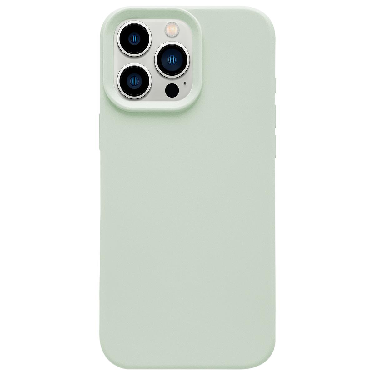 For iPhone 13 Pro Dopamine Simple Imitation Liquid Silicone Phone Case(Milk Green) - Shopkiz.com