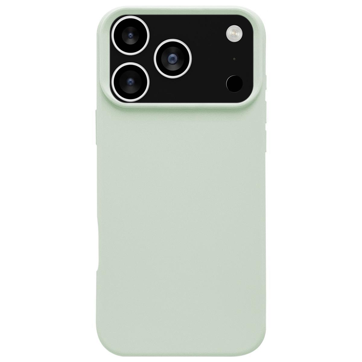 For iPhone 17 Pro Max Dopamine Simple Imitation Liquid Silicone Phone Case(Milk Green) - Shopkiz.com
