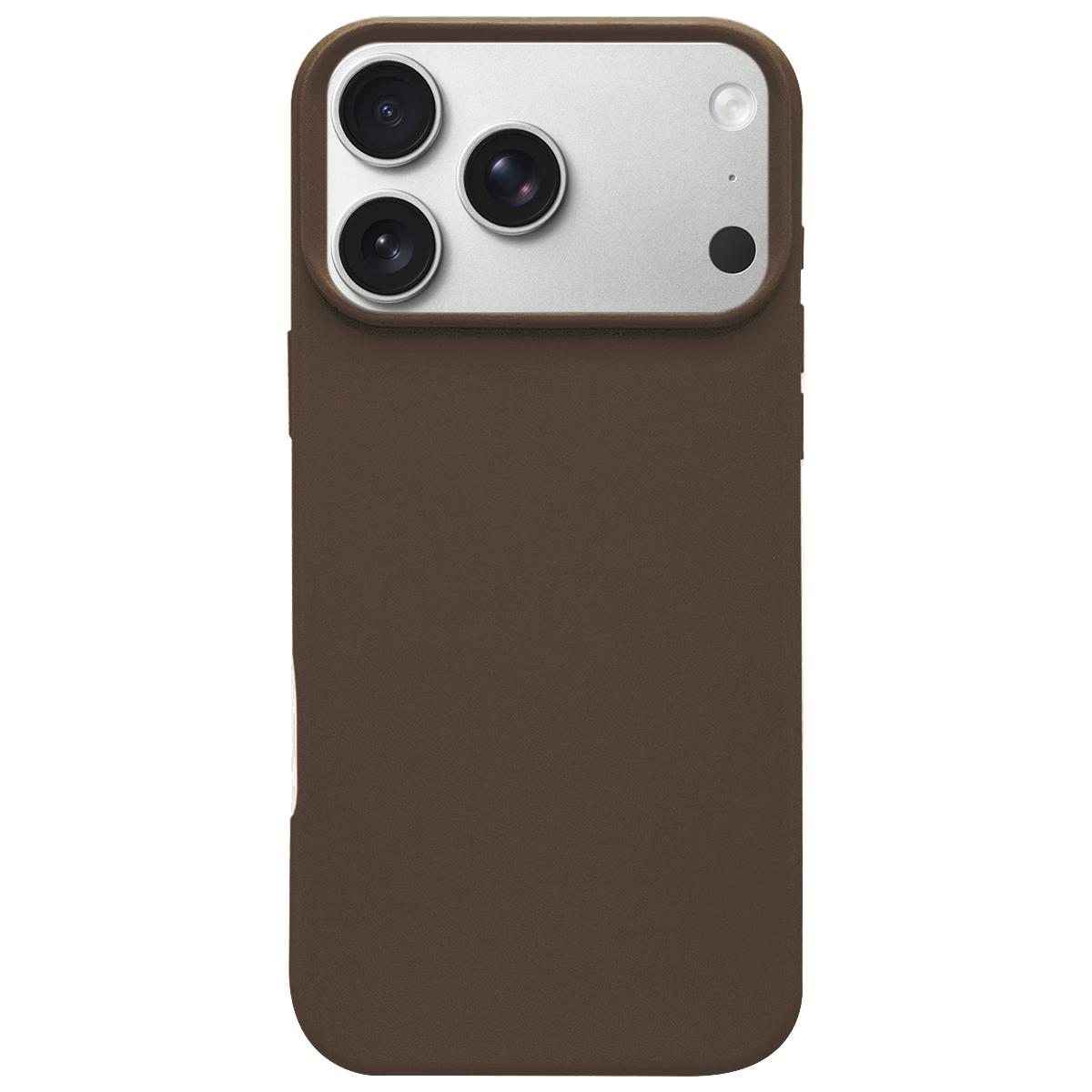 For iPhone 17 Pro Dopamine Simple Imitation Liquid Silicone Phone Case(Brown) - Shopkiz.com