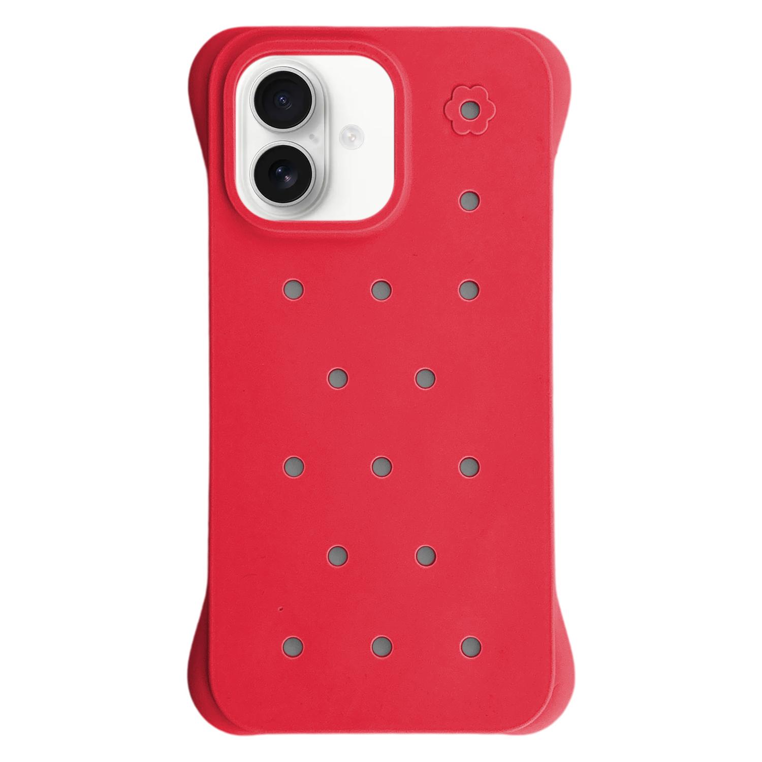 For iPhone 16 Plus Solid Color Holes Heat Dissipation PC Shockproof Phone Case(Red) - Shopkiz.com