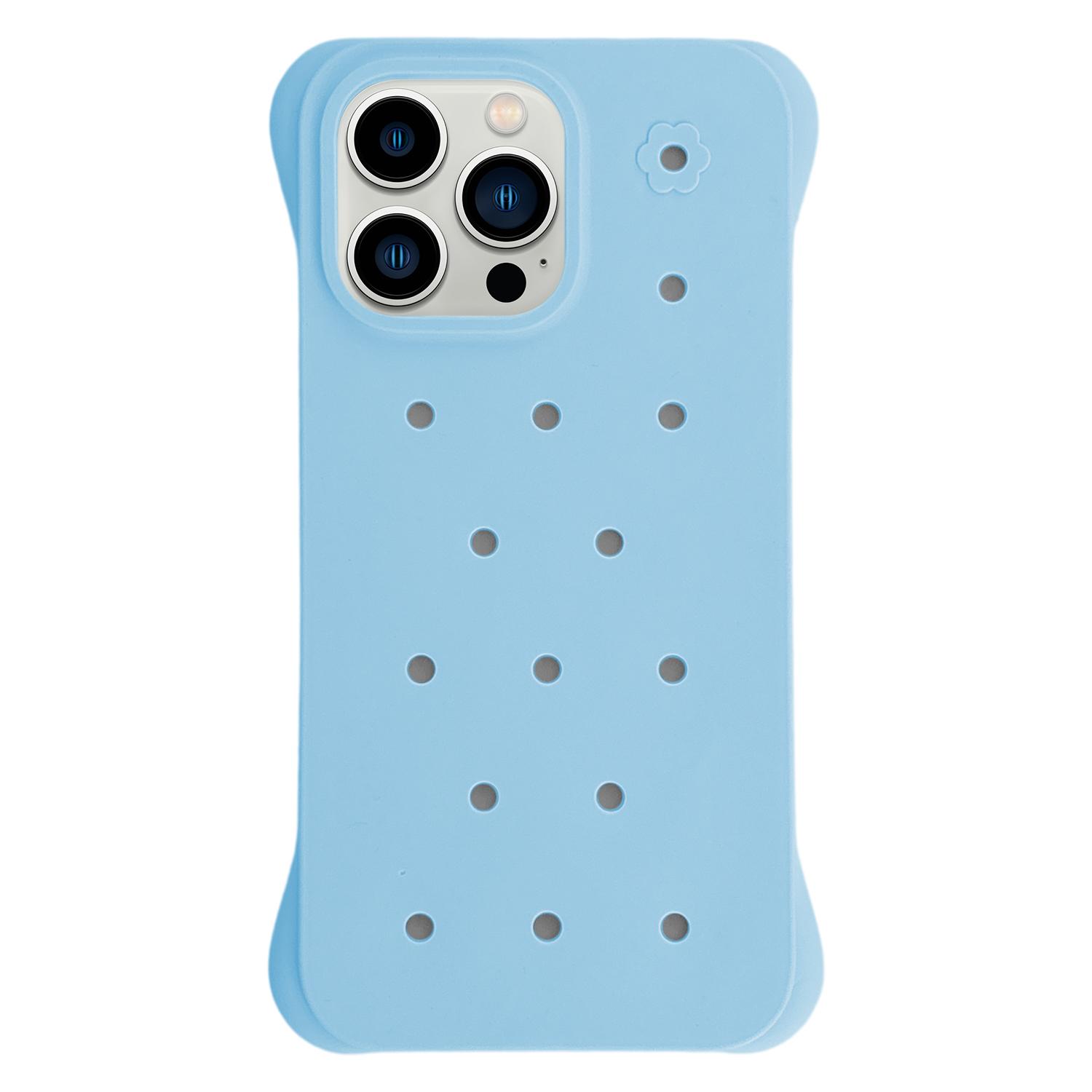 For iPhone 13 Pro Max Solid Color Holes Heat Dissipation PC Shockproof Phone Case(Light Blue) - Shopkiz.com
