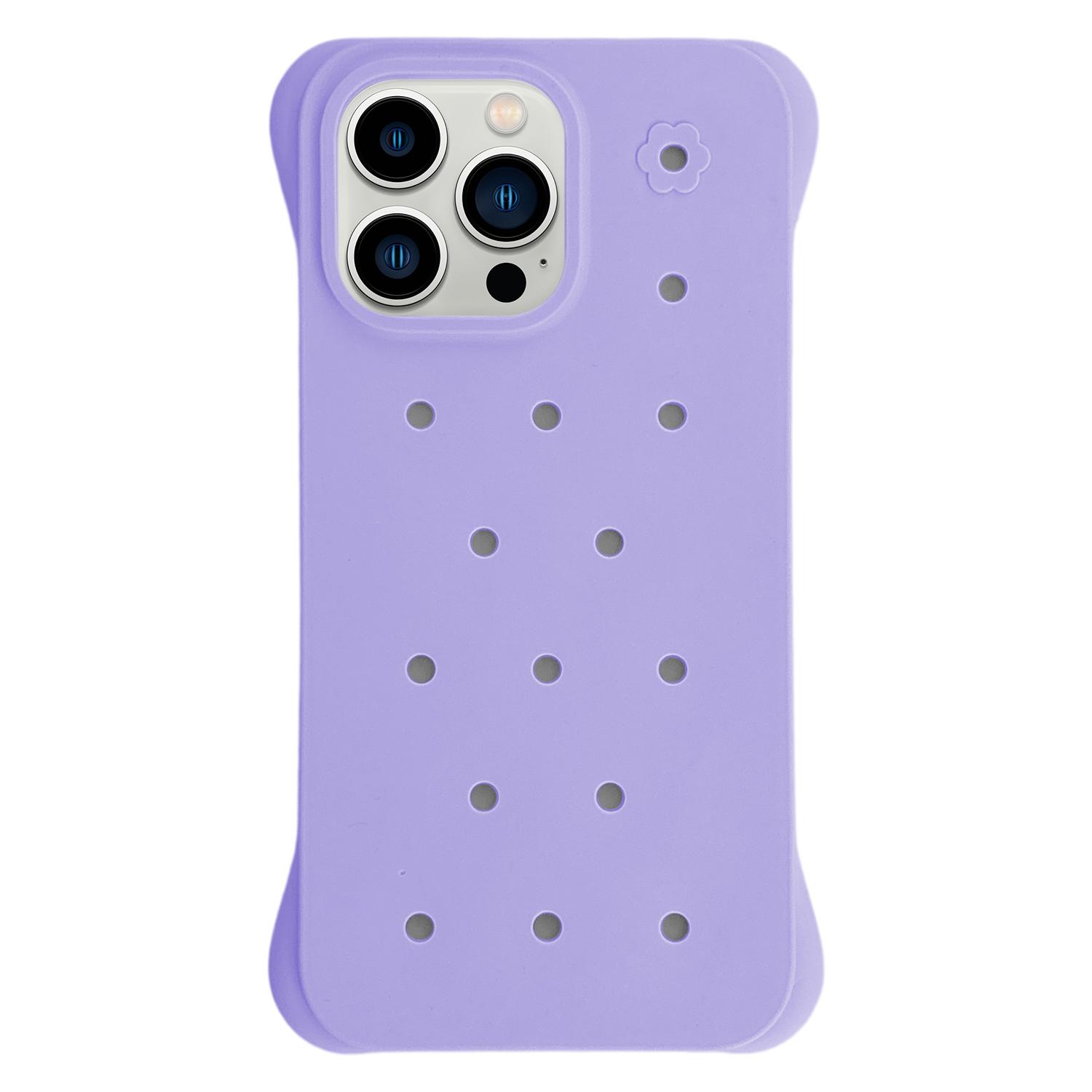 For iPhone 13 Pro Max Solid Color Holes Heat Dissipation PC Shockproof Phone Case(Purple) - Shopkiz.com