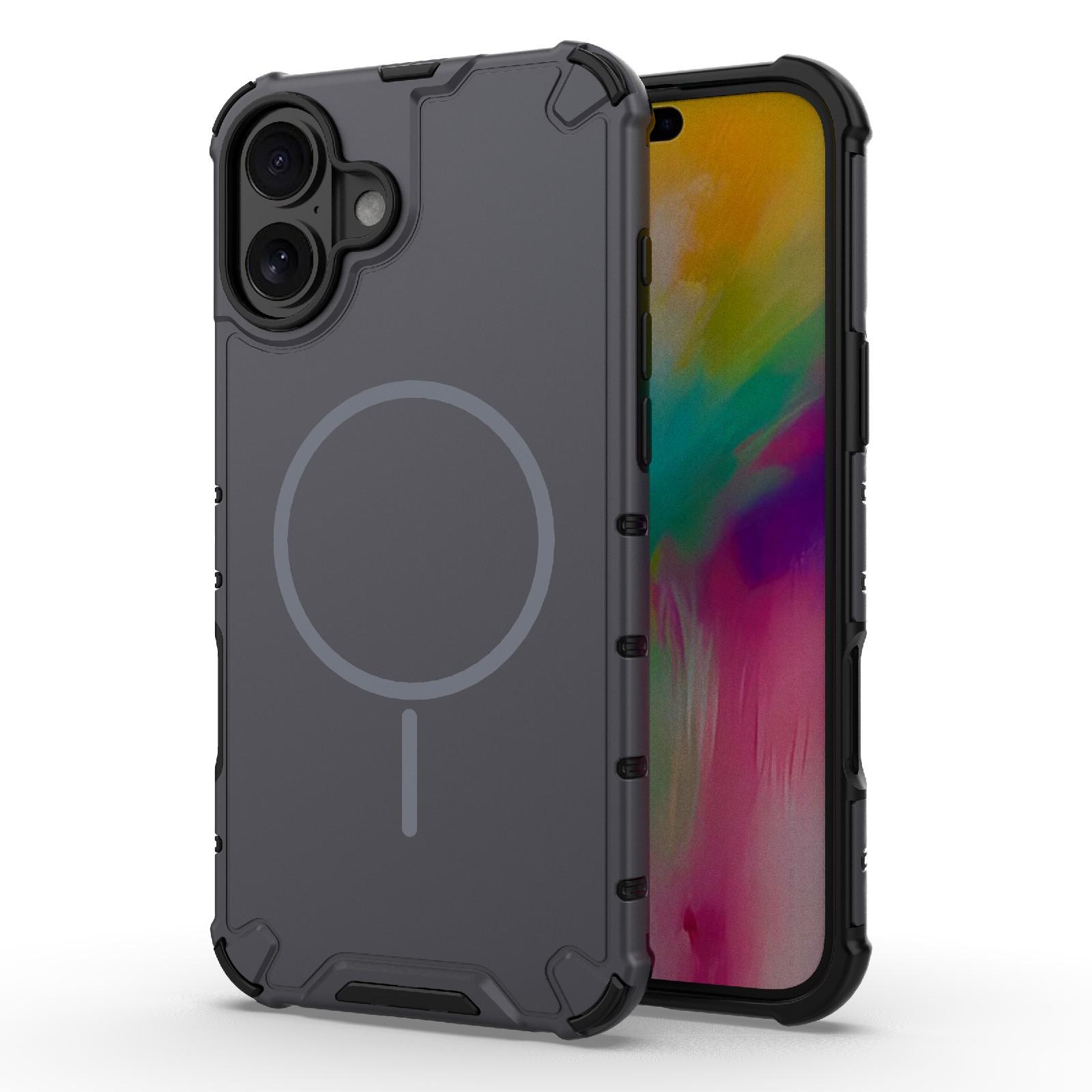For iPhone 16 Plus Grating Solid Color MagSafe Magnetic Phone Case(Dark Grey) - Shopkiz.com