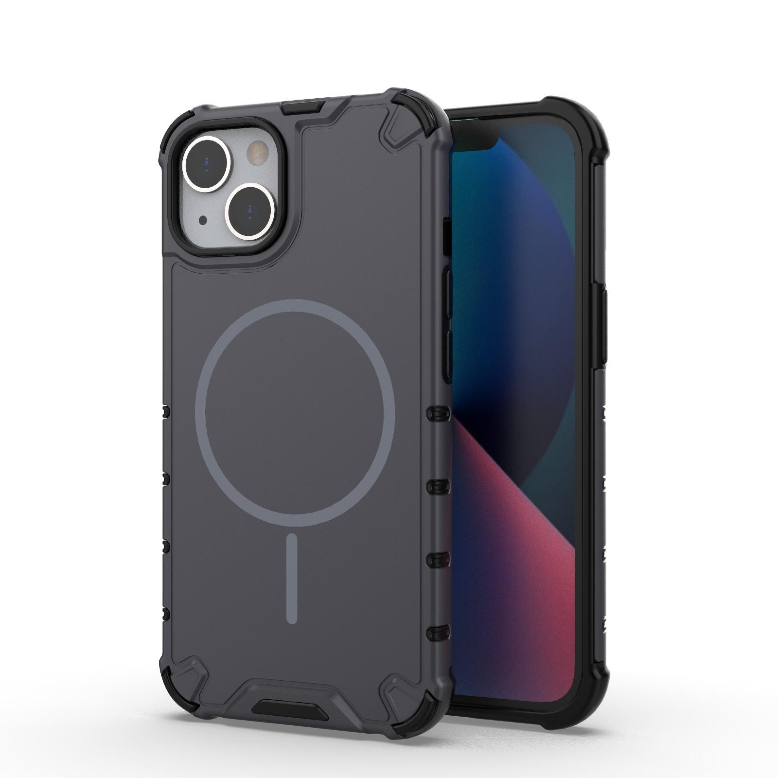 For iPhone 13 Grating Solid Color MagSafe Magnetic Phone Case(Dark Grey) - Shopkiz.com