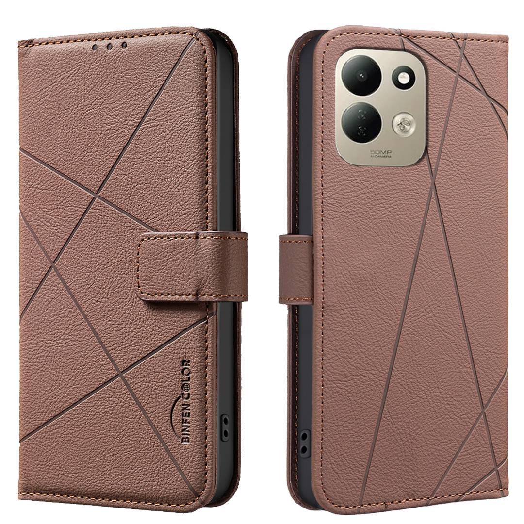For Redmi 17 5G / 4G Global 170mm Geometric Pattern RFID Leather Phone Case(Brown) - Shopkiz.com