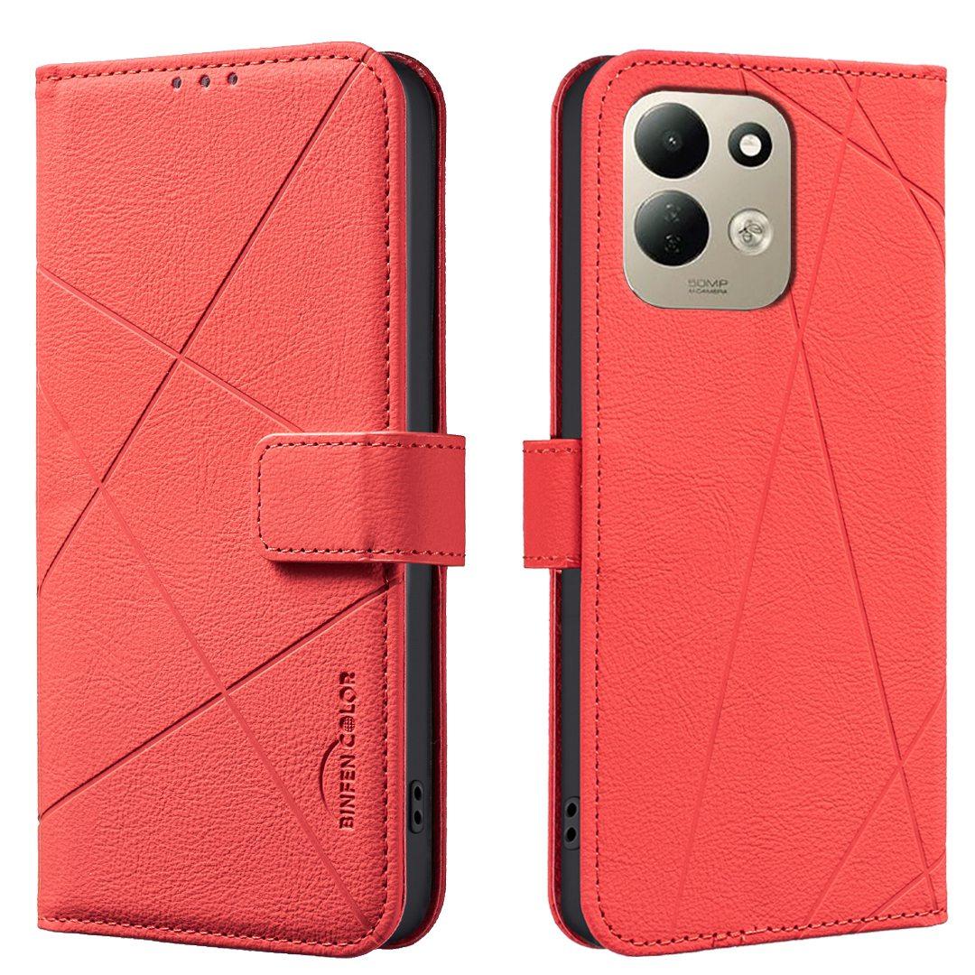 For Redmi 17 5G / 4G Global 170mm Geometric Pattern RFID Leather Phone Case(Red) - Shopkiz.com