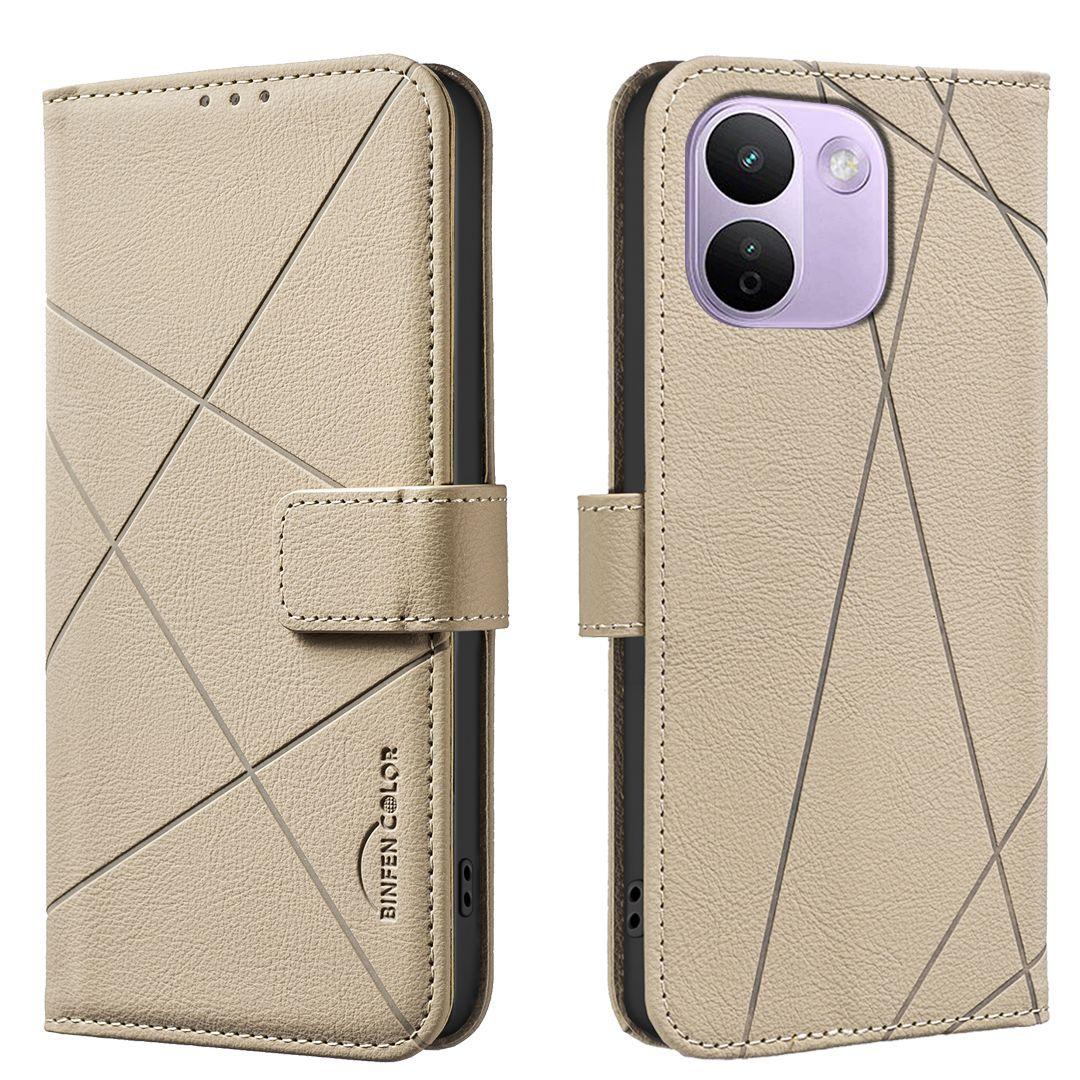 For Redmi Note 17 Pro+ 5G Global 163mm Geometric Pattern RFID Leather Phone Case(Beige) - Shopkiz.com