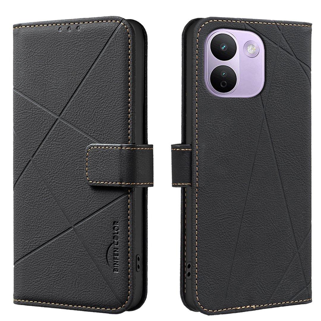 For Redmi Note 17 Pro+ 5G Global 163mm Geometric Pattern RFID Leather Phone Case(Black) - Shopkiz.com