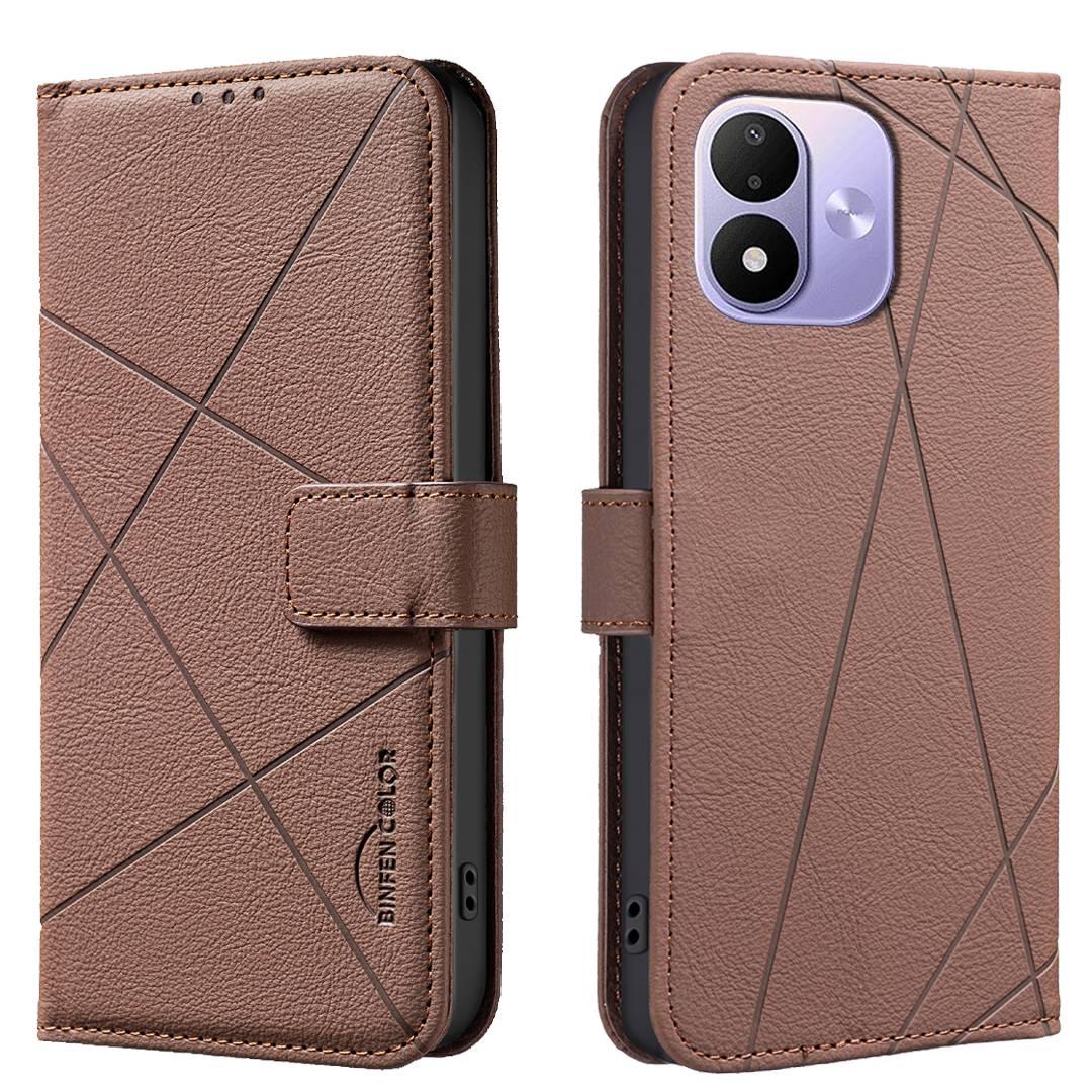 For Redmi Note 17 4G Global 171mm Geometric Pattern RFID Leather Phone Case(Brown) - Shopkiz.com
