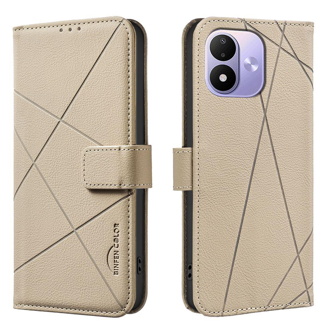 For Redmi Note 17 4G Global 171mm Geometric Pattern RFID Leather Phone Case(Beige) - Shopkiz.com