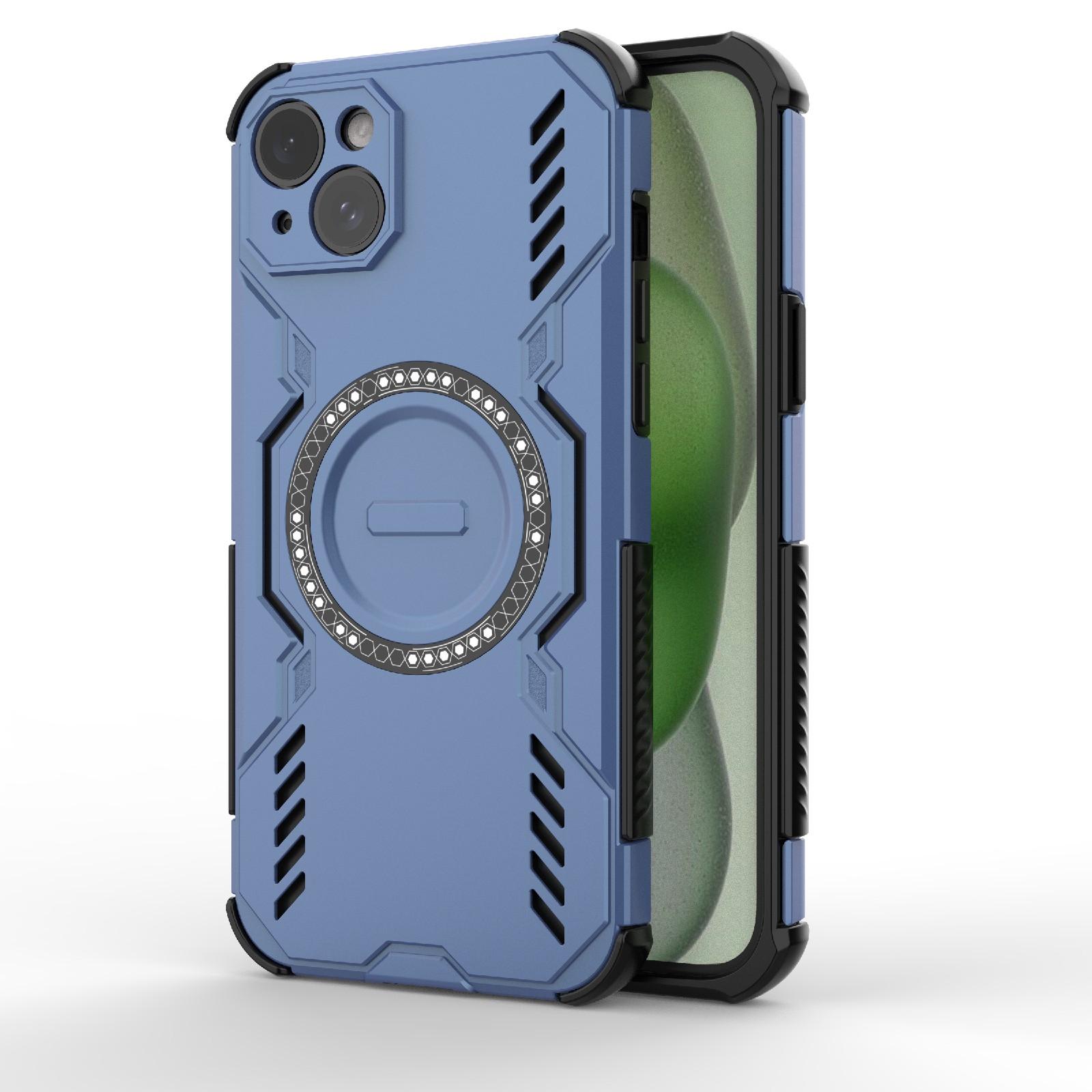 For iPhone 15 Plus Butterfly Armor MagSafe Magnetic Ring Shockproof Phone Case(Blue) - Shopkiz.com