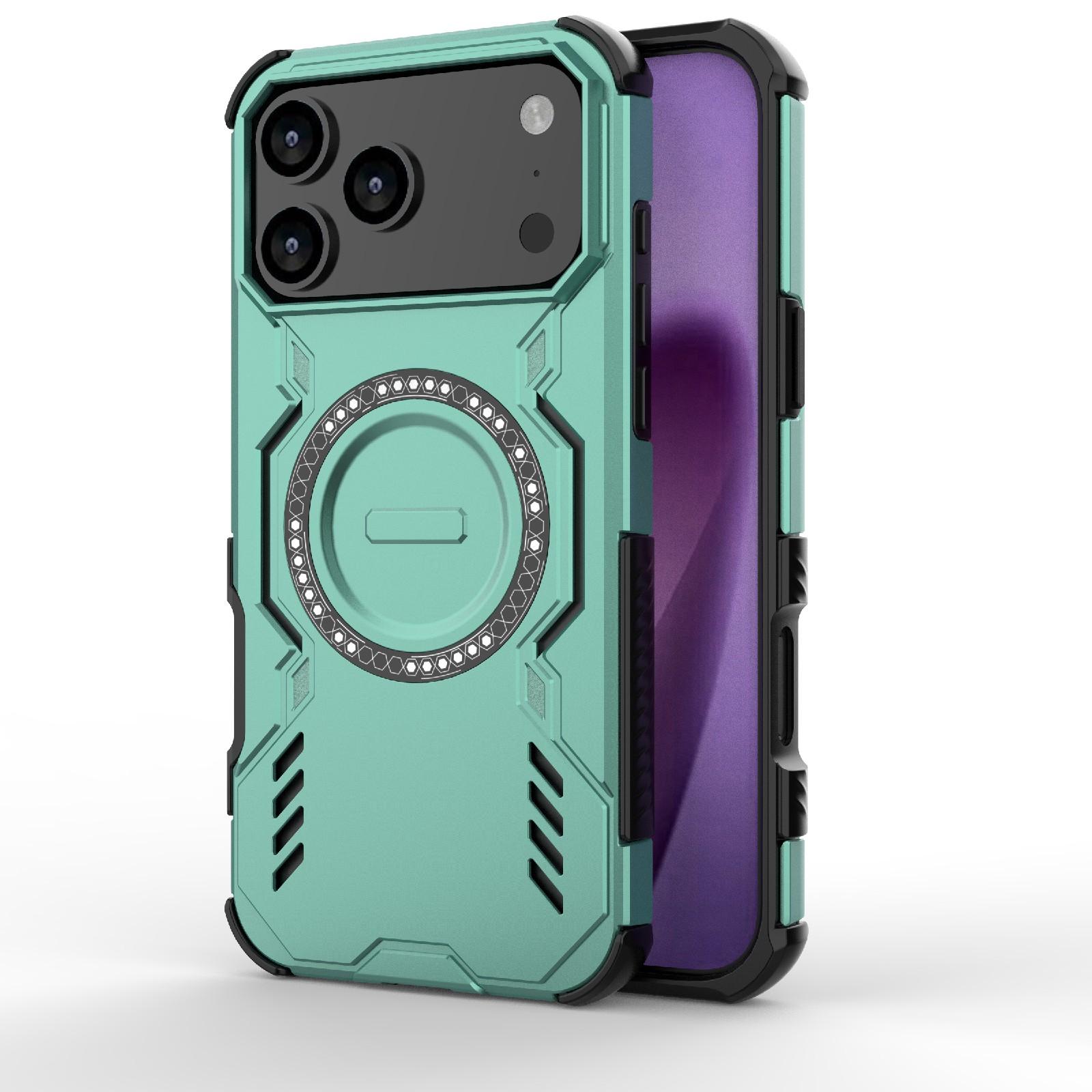For iPhone 18 Pro Max / 17 Pro Max Butterfly Armor MagSafe Magnetic Ring Shockproof Phone Case(Light Green) - Shopkiz.com