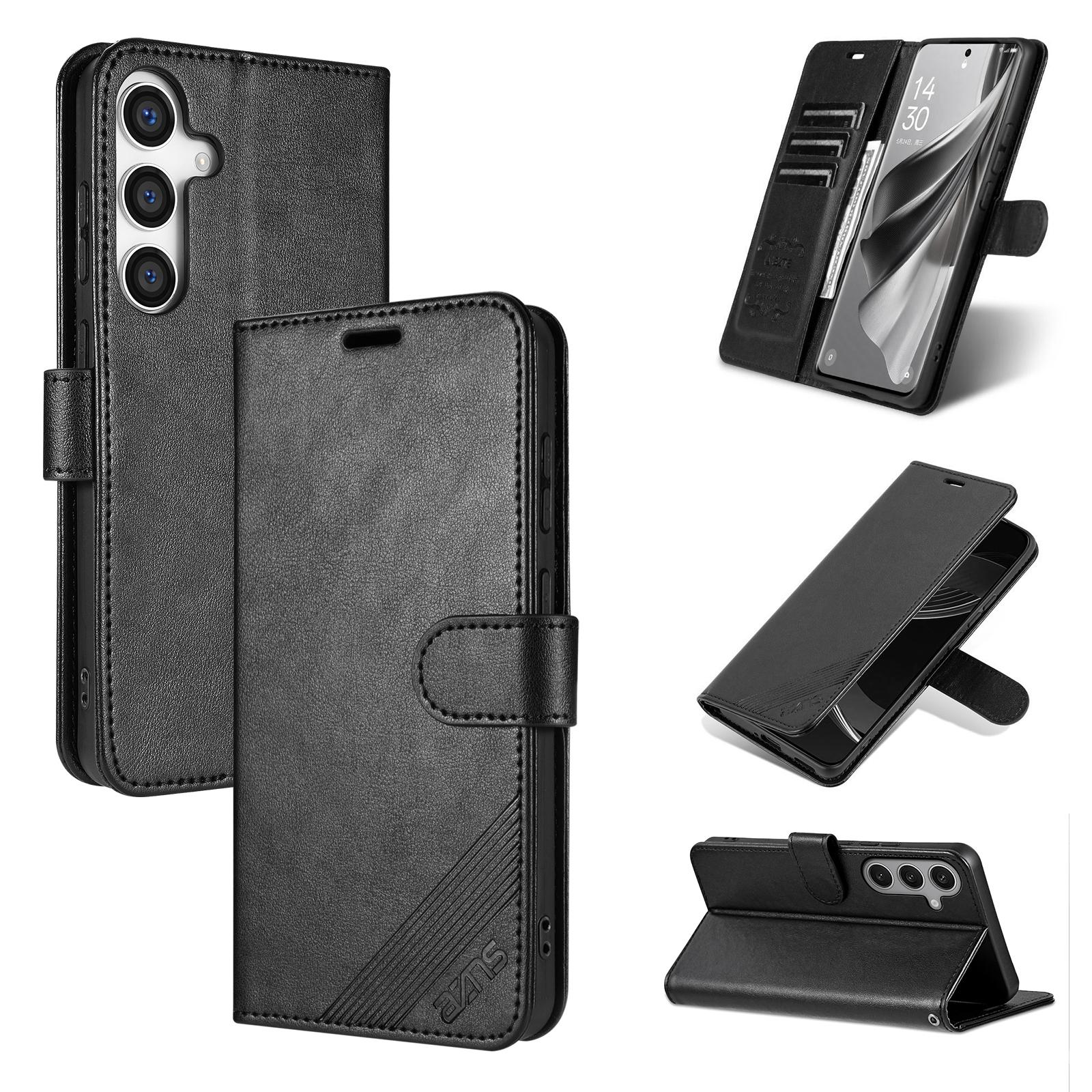 For Samsung Galaxy S24+ 5G AZNS Sheepskin Texture Flip Leather Phone Case(Black)