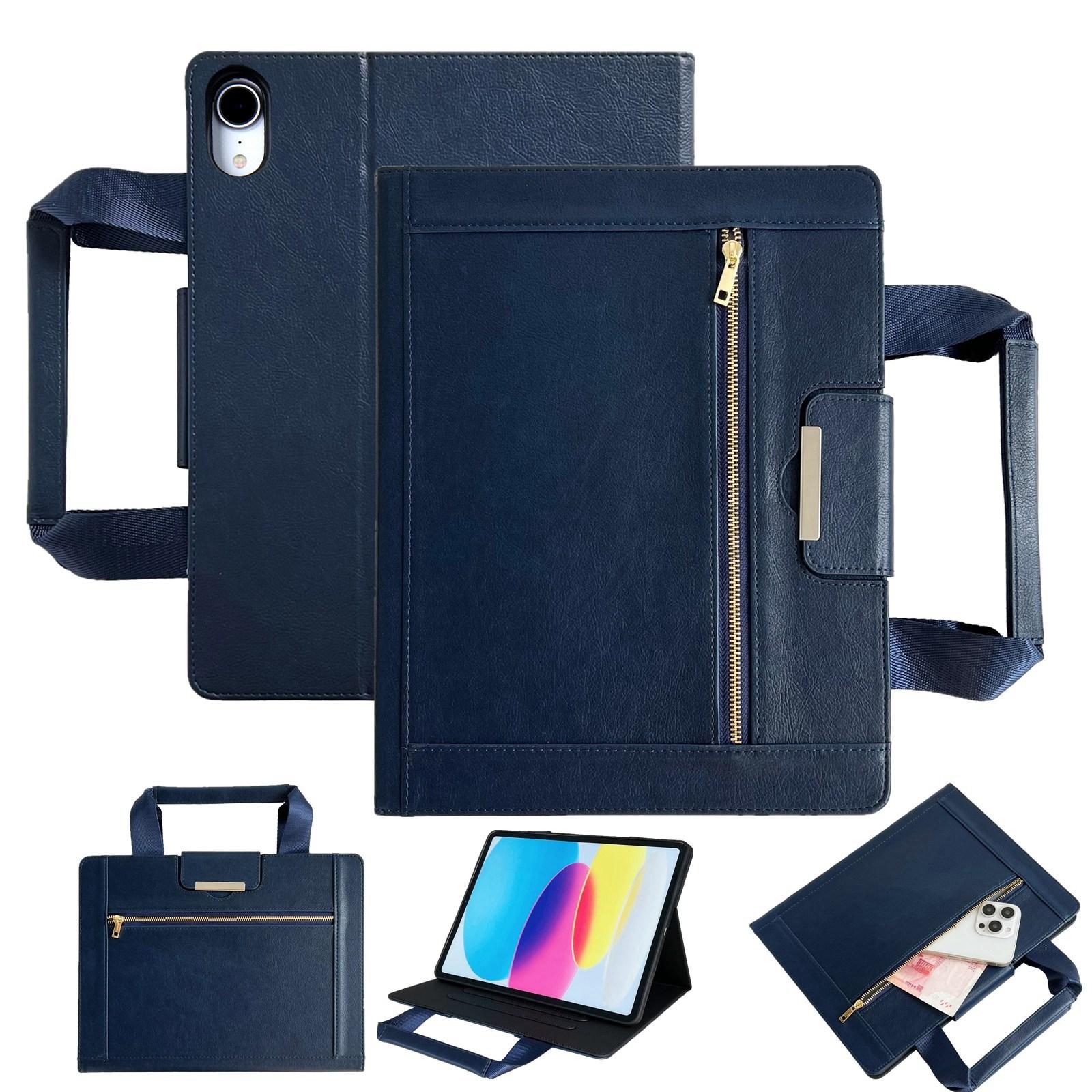 For iPad 2025 / 2022 Zipper Handle Retro Smart Leather Tablet Case(Royal Blue) - Shopkiz.com