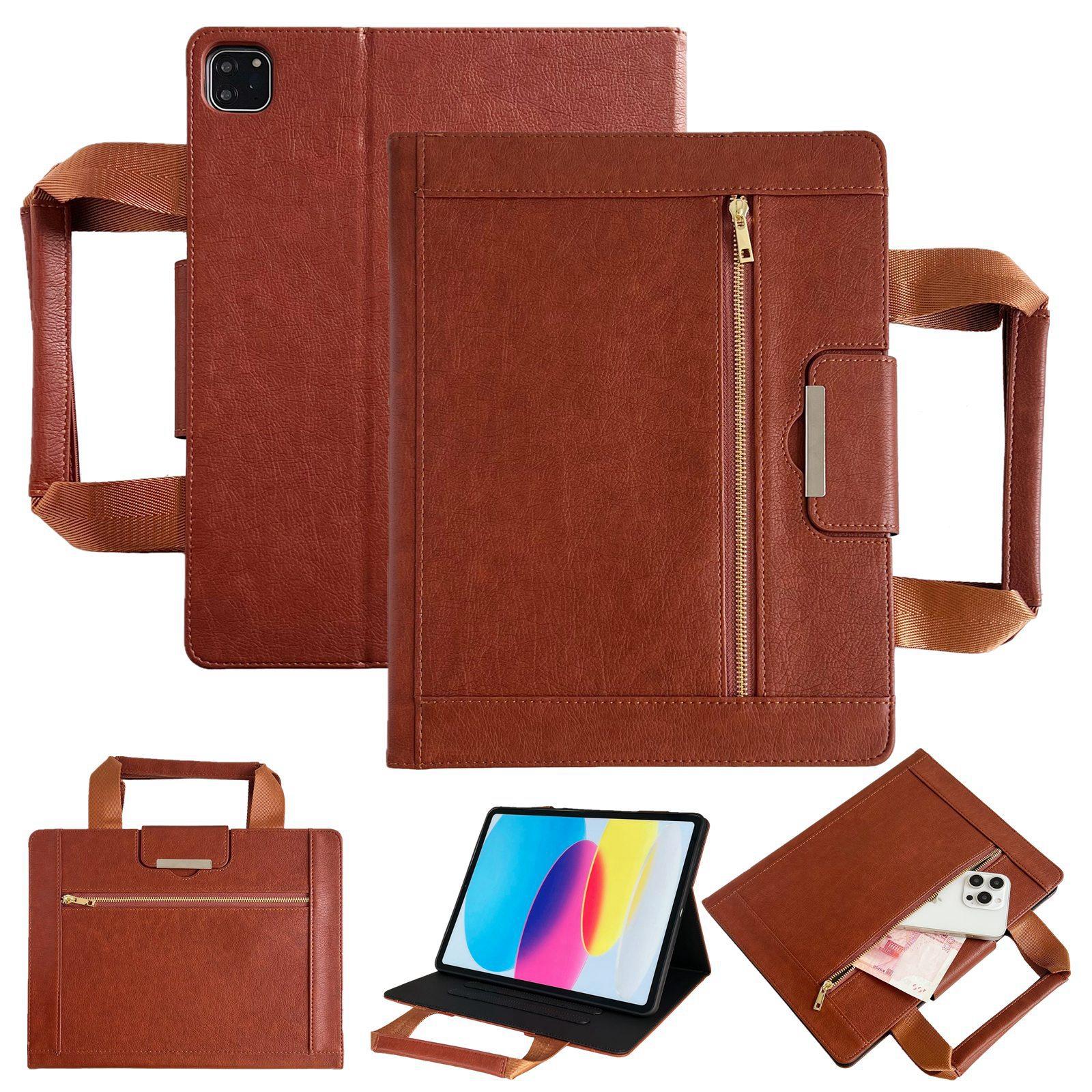 For iPad Pro 11 2025 / 2024 Zipper Handle Retro Smart Leather Tablet Case(Brown) - Shopkiz.com