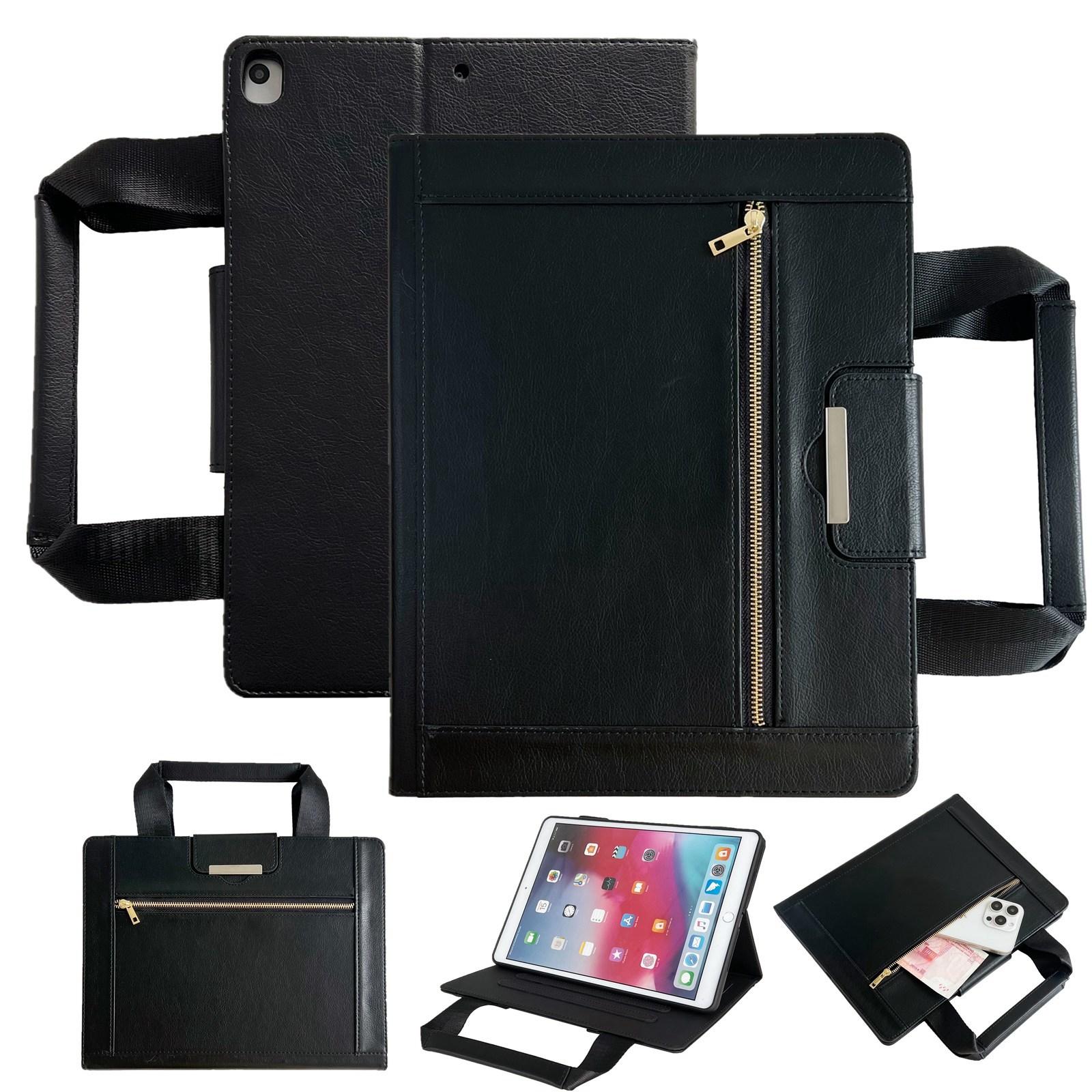 For iPad 10.2 2021 / 2020 / 2019 Zipper Handle Retro Smart Leather Tablet Case(Black) - Shopkiz.com