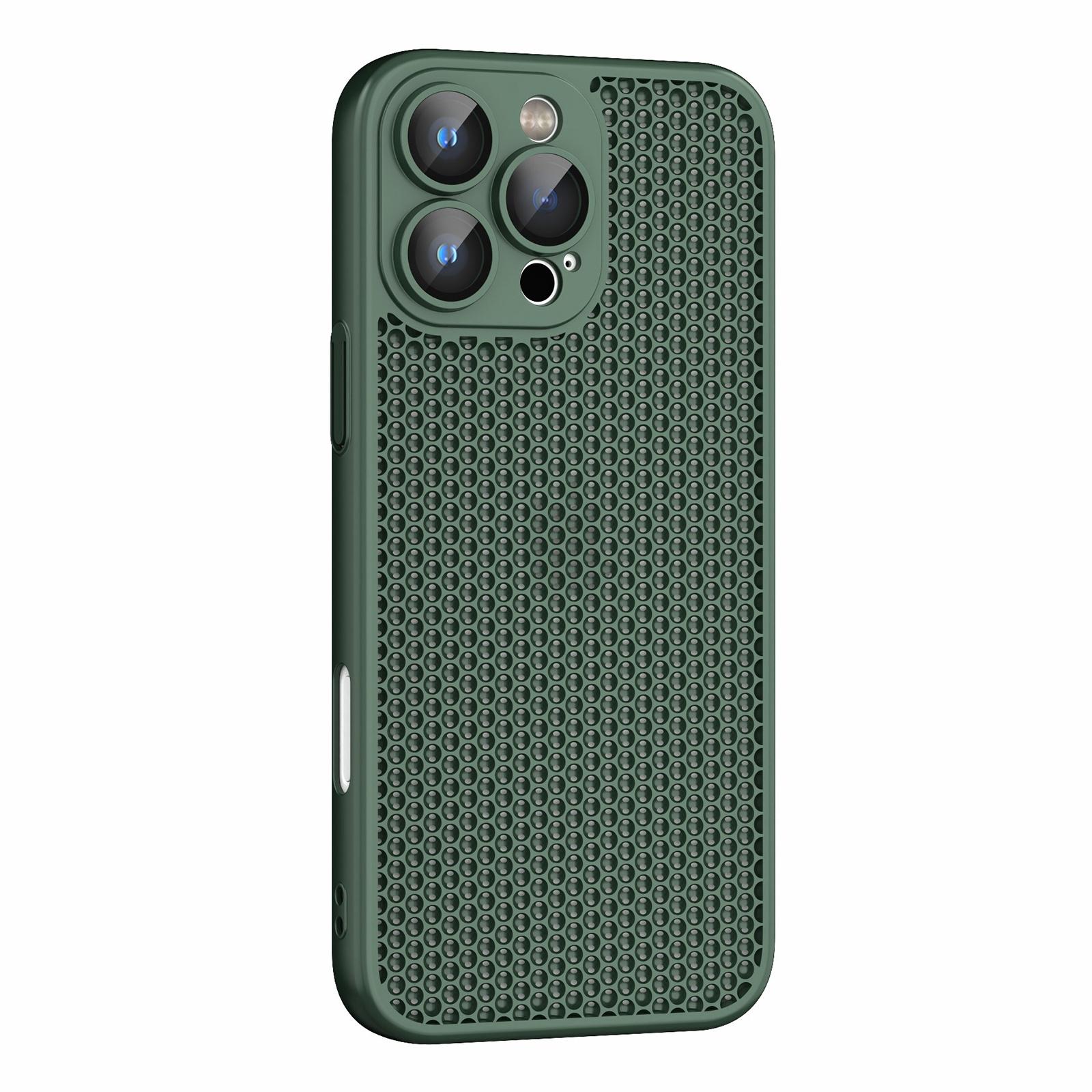 For iPhone 16 Pro Max Cooling Skin Feel PC Phone Case with Lens Film(Alpine Green) - Shopkiz.com