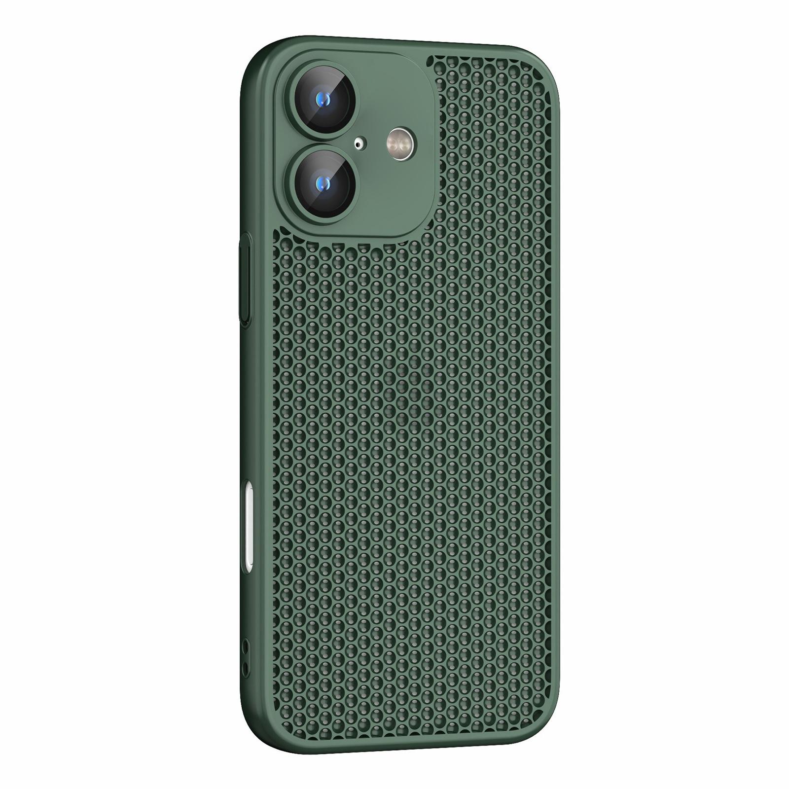 For iPhone 16 Cooling Skin Feel PC Phone Case with Lens Film(Alpine Green) - Shopkiz.com
