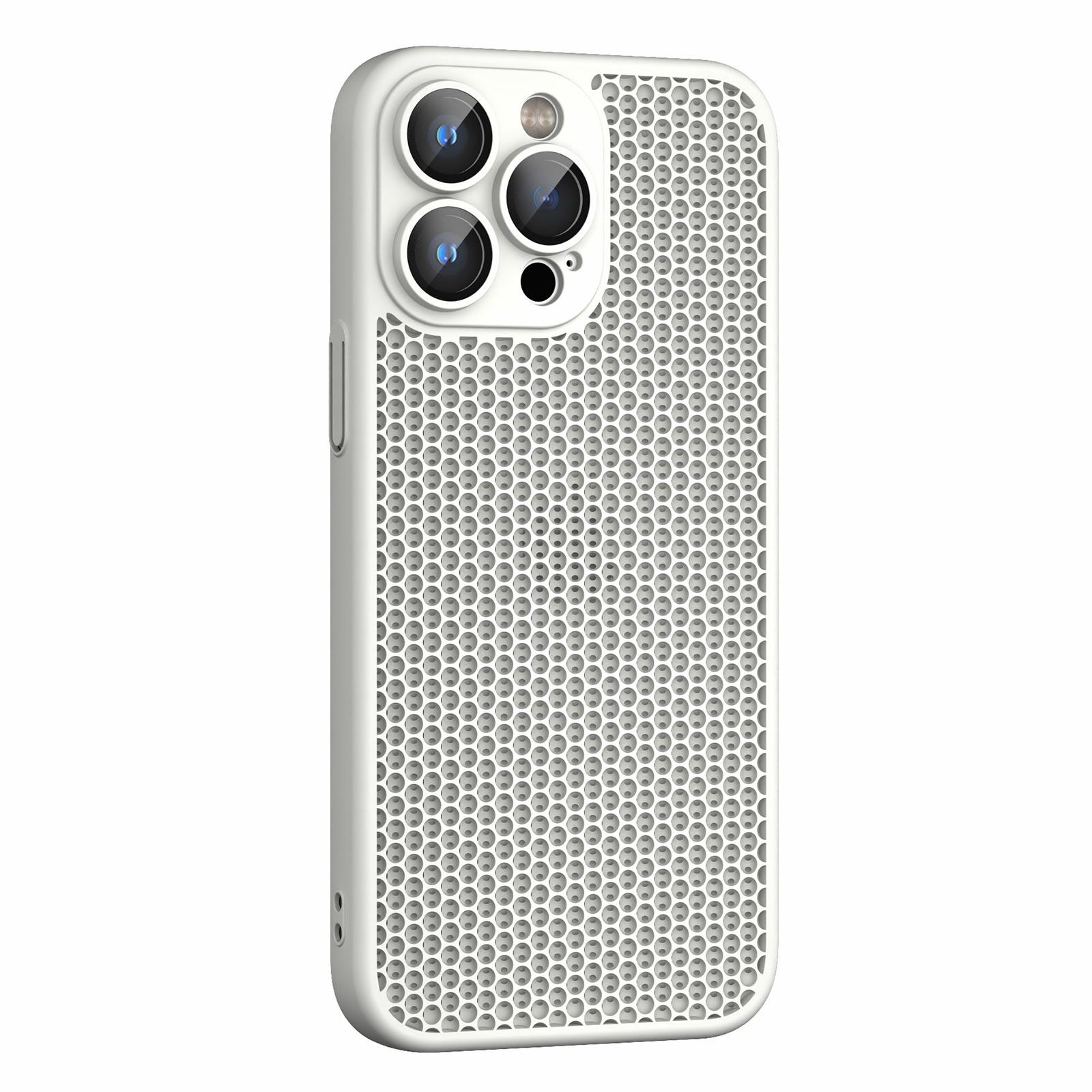 For iPhone 15 Pro Cooling Skin Feel PC Phone Case with Lens Film(White) - Shopkiz.com