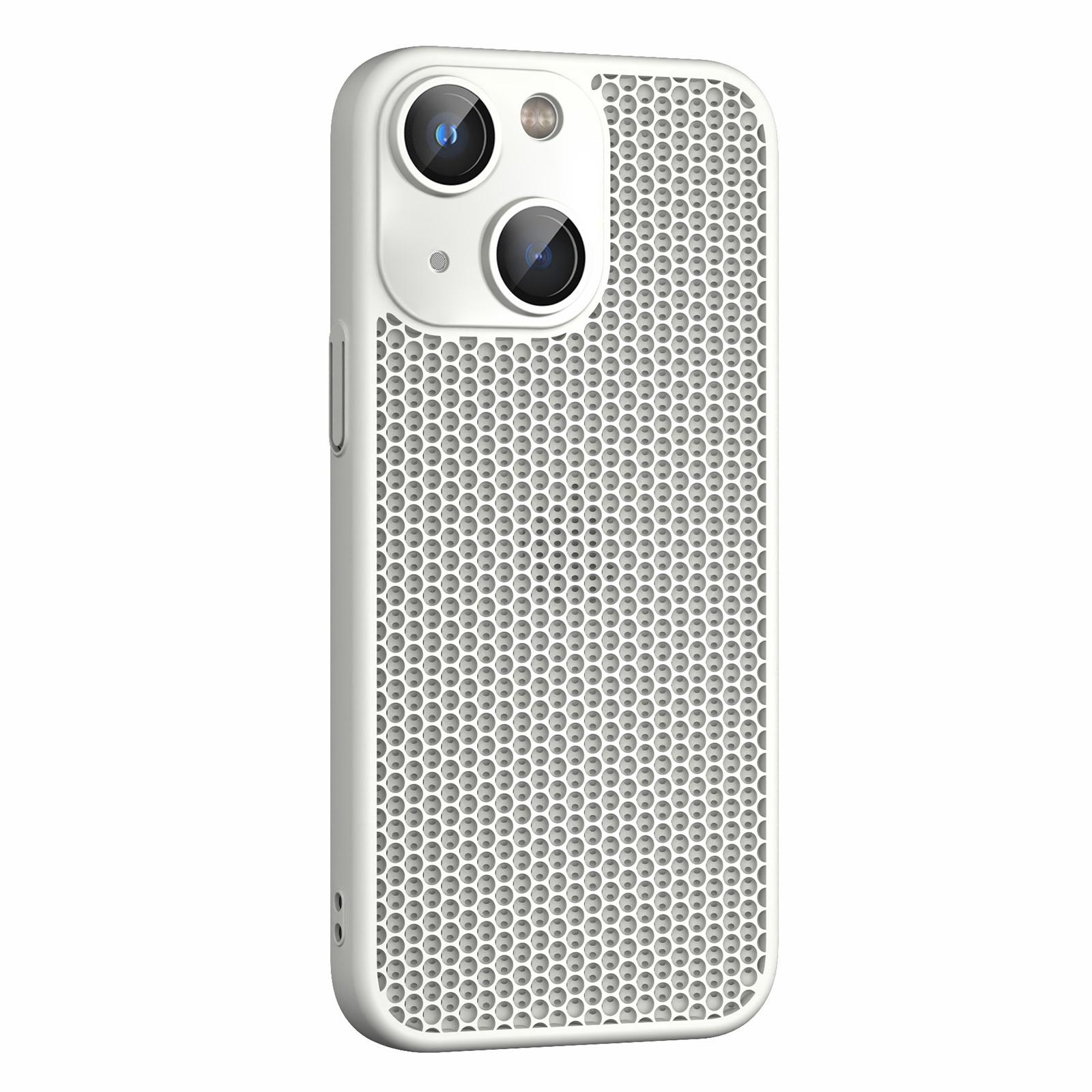 For iPhone 15 Cooling Skin Feel PC Phone Case with Lens Film(White) - Shopkiz.com