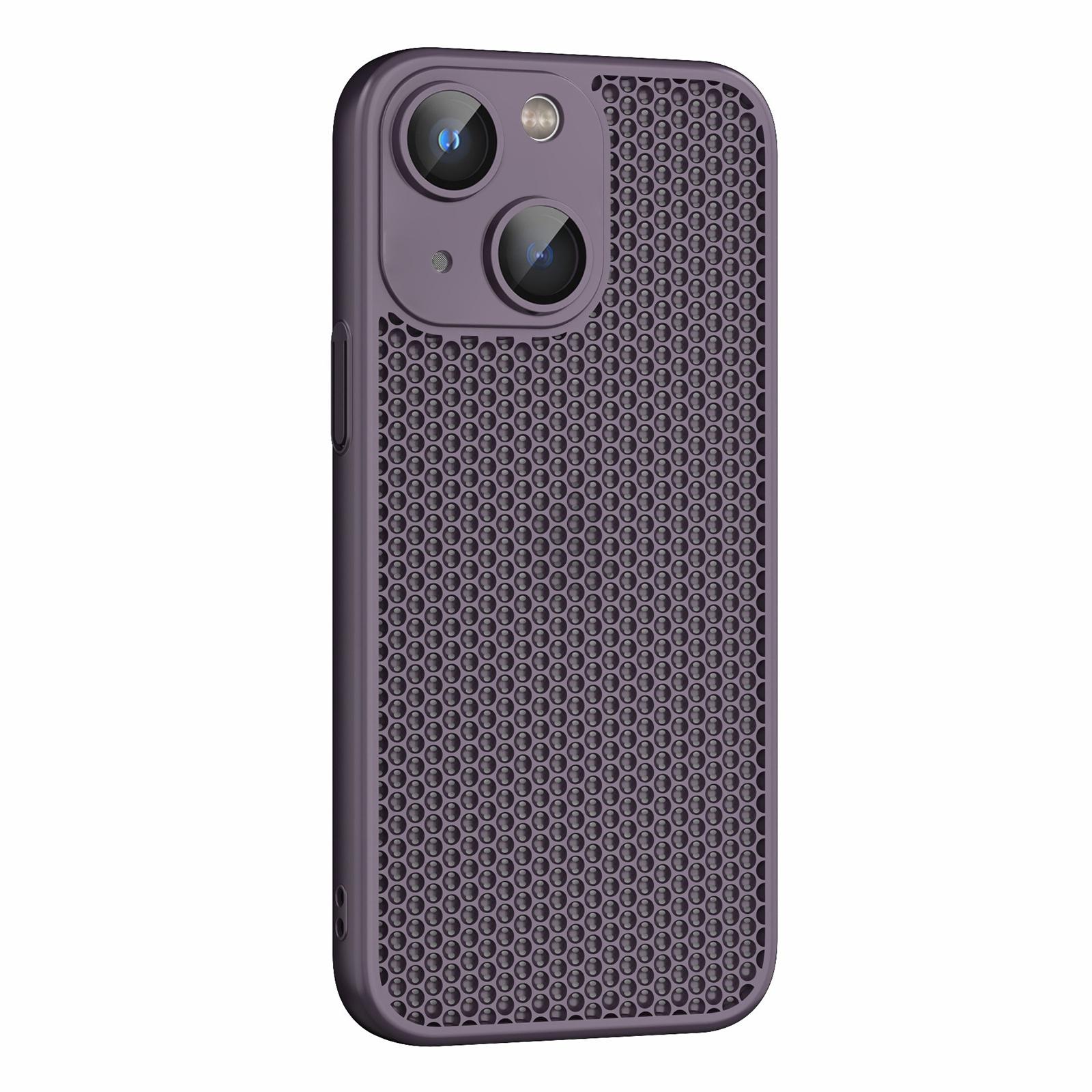 For iPhone 14 Cooling Skin Feel PC Phone Case with Lens Film(Purple) - Shopkiz.com