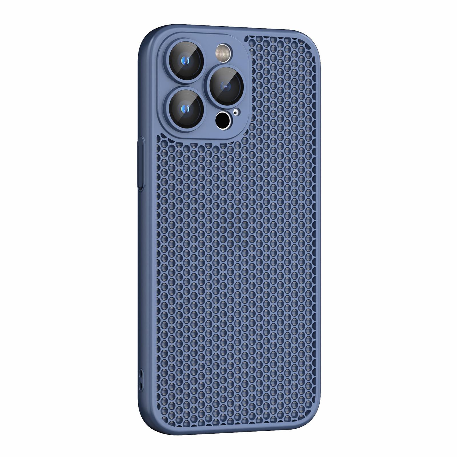 For iPhone 14 Pro Max Cooling Skin Feel PC Phone Case with Lens Film(Navy Blue) - Shopkiz.com