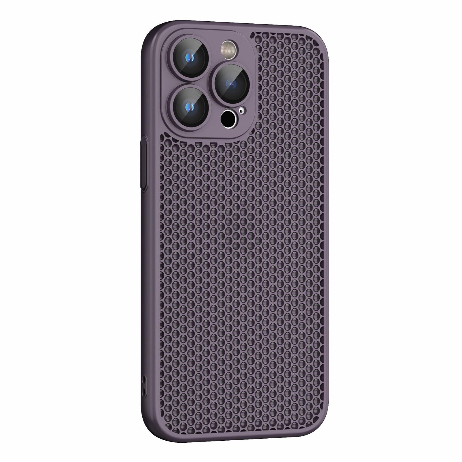 For iPhone 13 Pro Max Cooling Skin Feel PC Phone Case with Lens Film(Purple) - Shopkiz.com