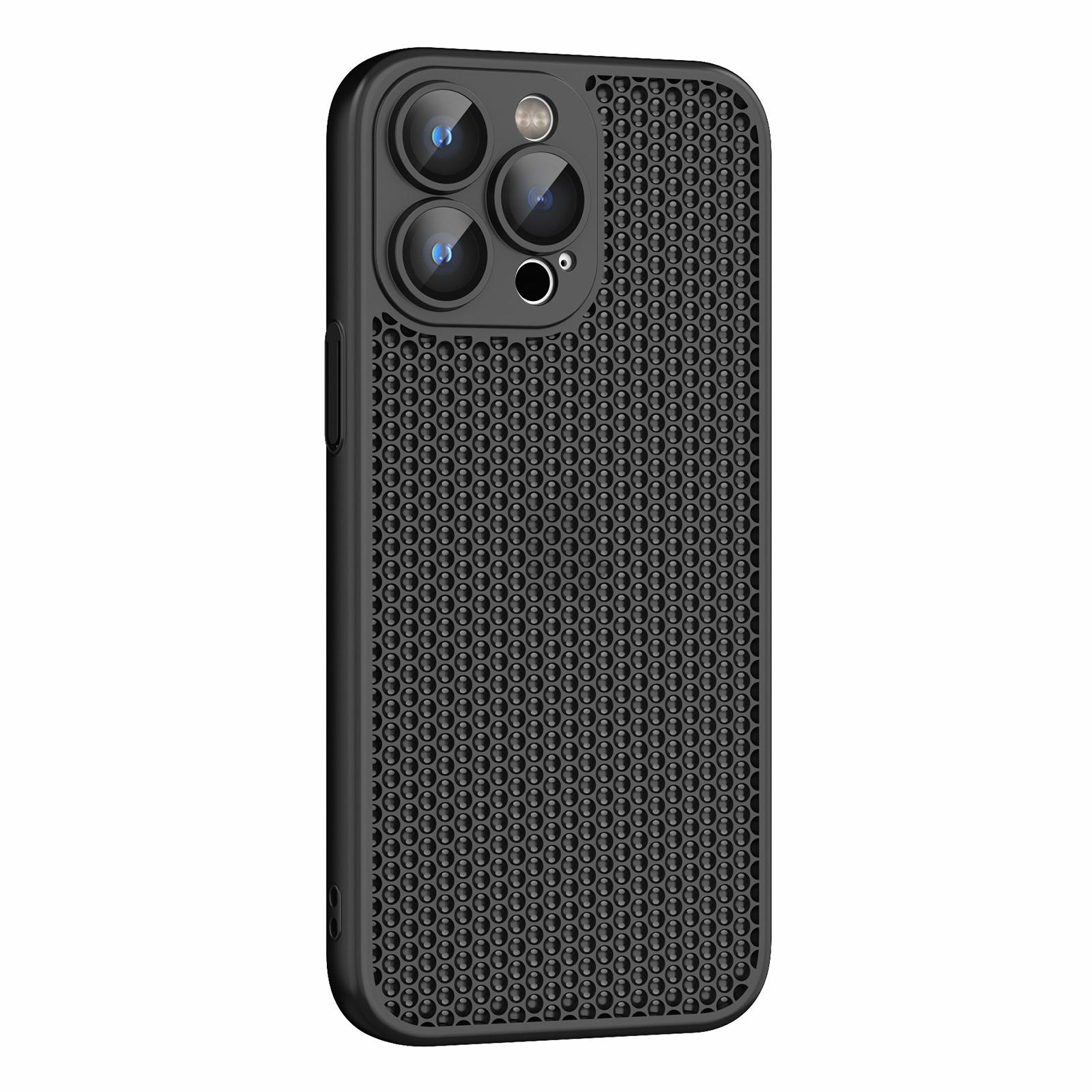 For iPhone 12 Pro Cooling Skin Feel PC Phone Case with Lens Film(Black) - Shopkiz.com