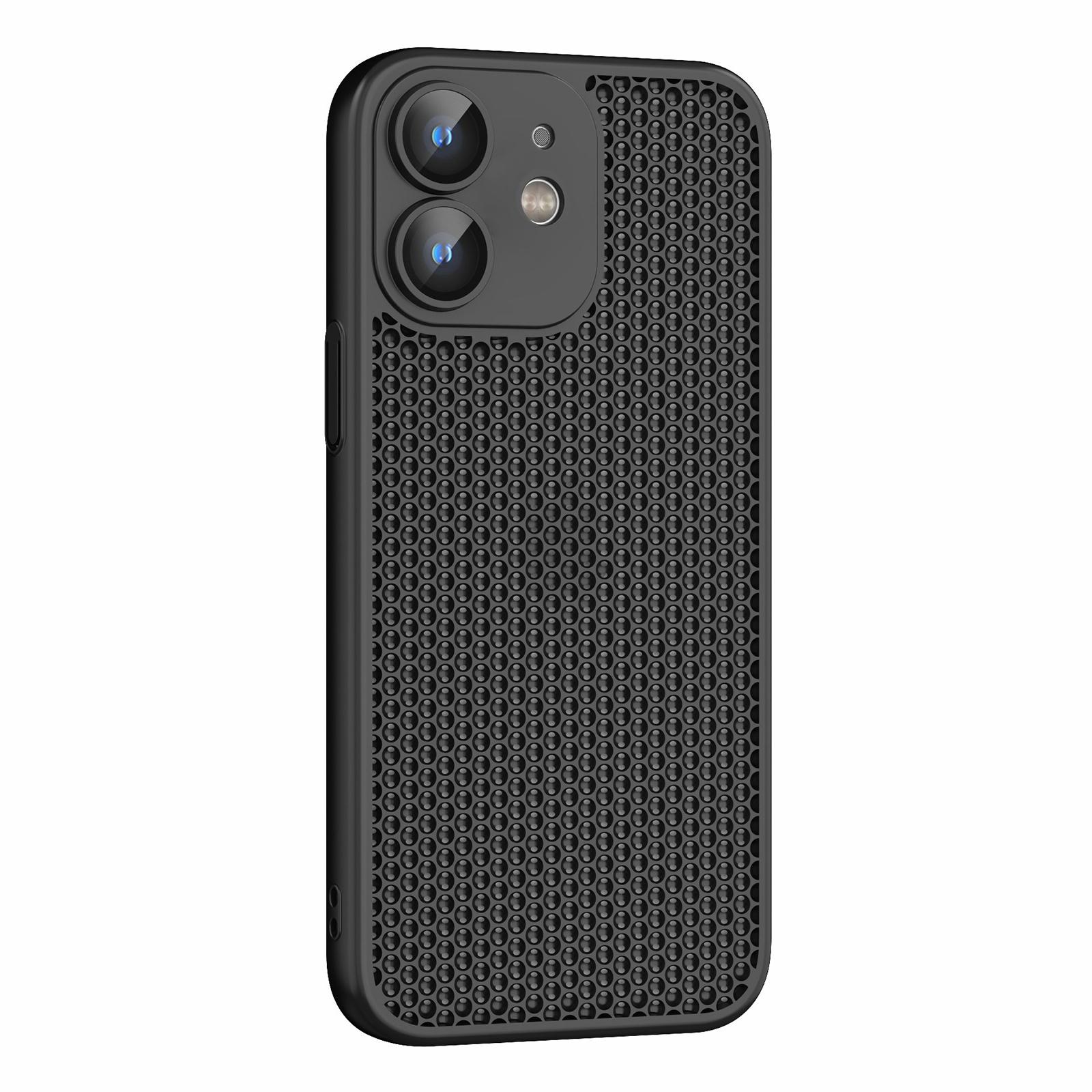 For iPhone 12 Cooling Skin Feel PC Phone Case with Lens Film(Black) - Shopkiz.com