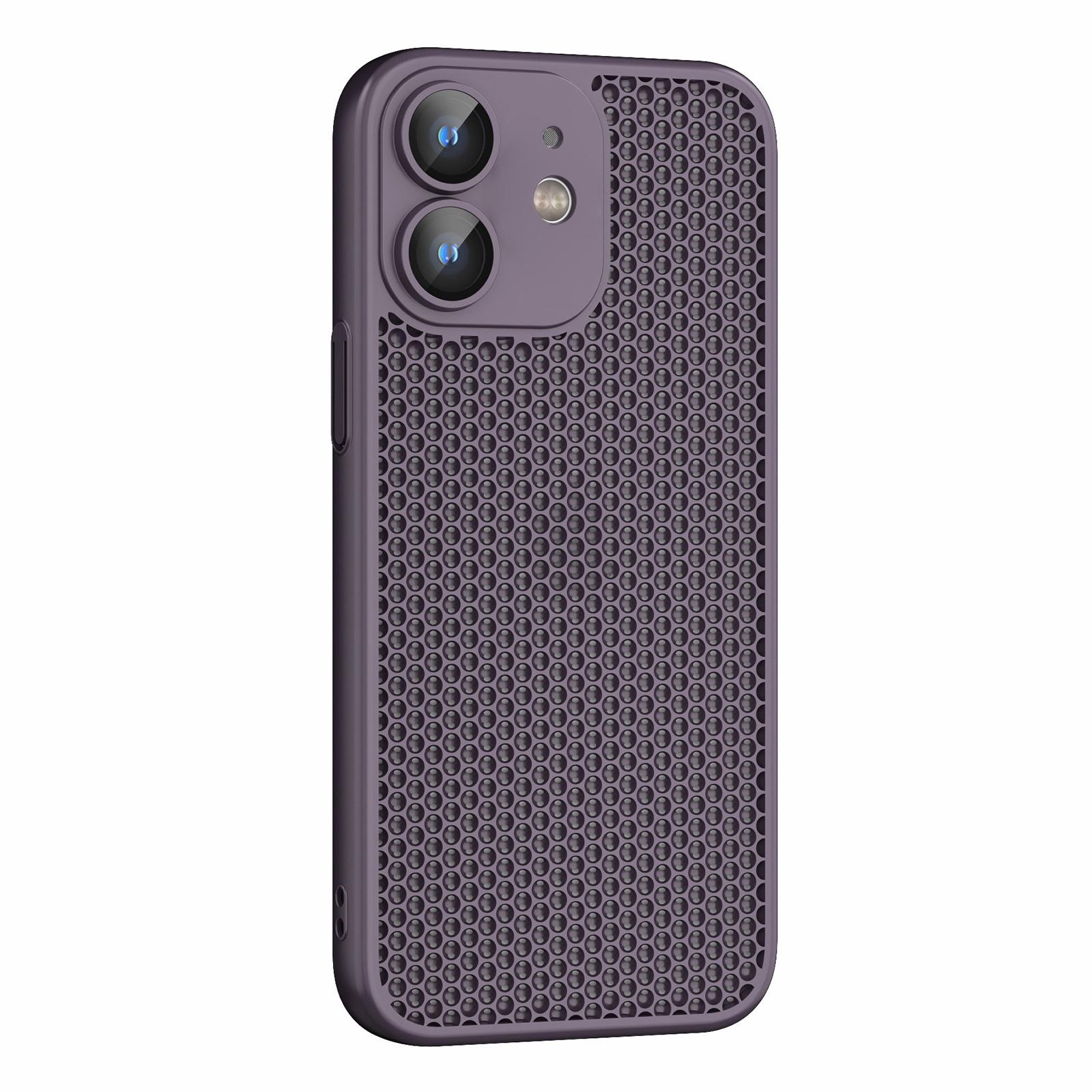 For iPhone 12 Cooling Skin Feel PC Phone Case with Lens Film(Purple) - Shopkiz.com