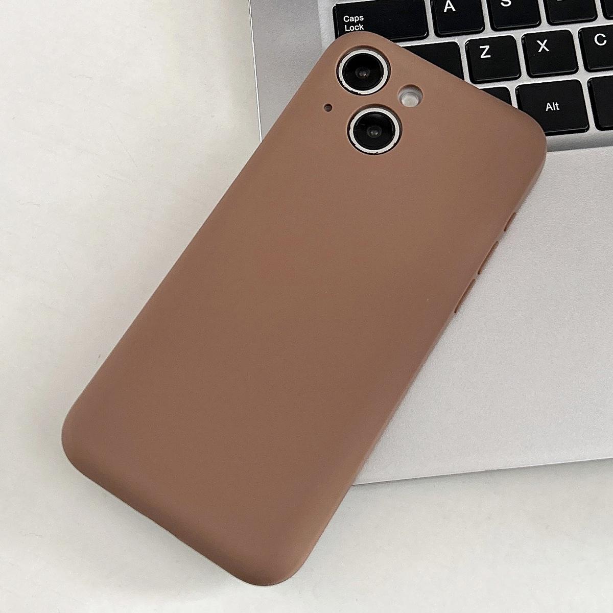 For iPhone 14 Fine Hole Insert Card Slot TPU Phone Case(Brown) - Shopkiz.com