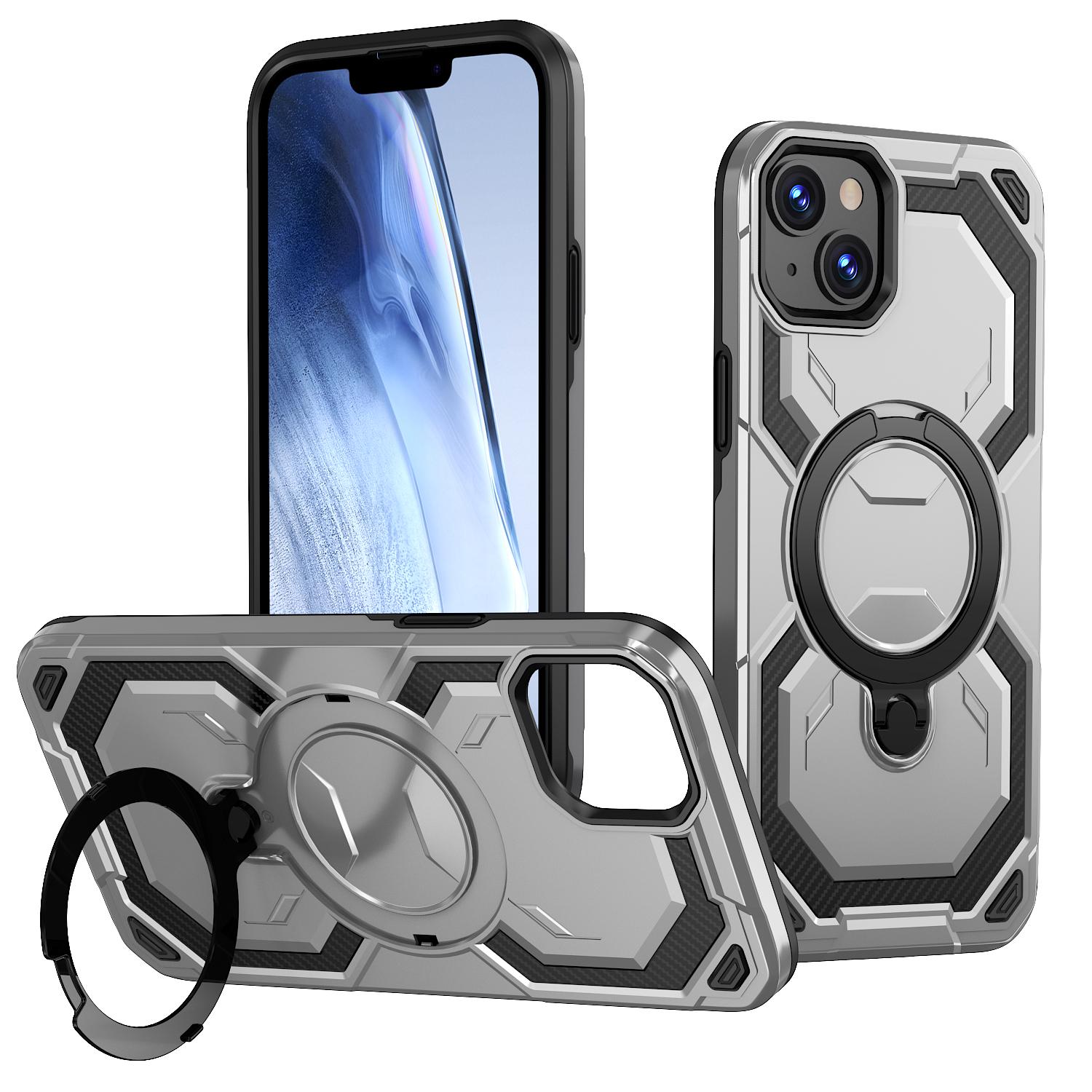 For iPhone 14 / 13 Cooling MagSafe Holder Phone Case(Silver) - Shopkiz.com