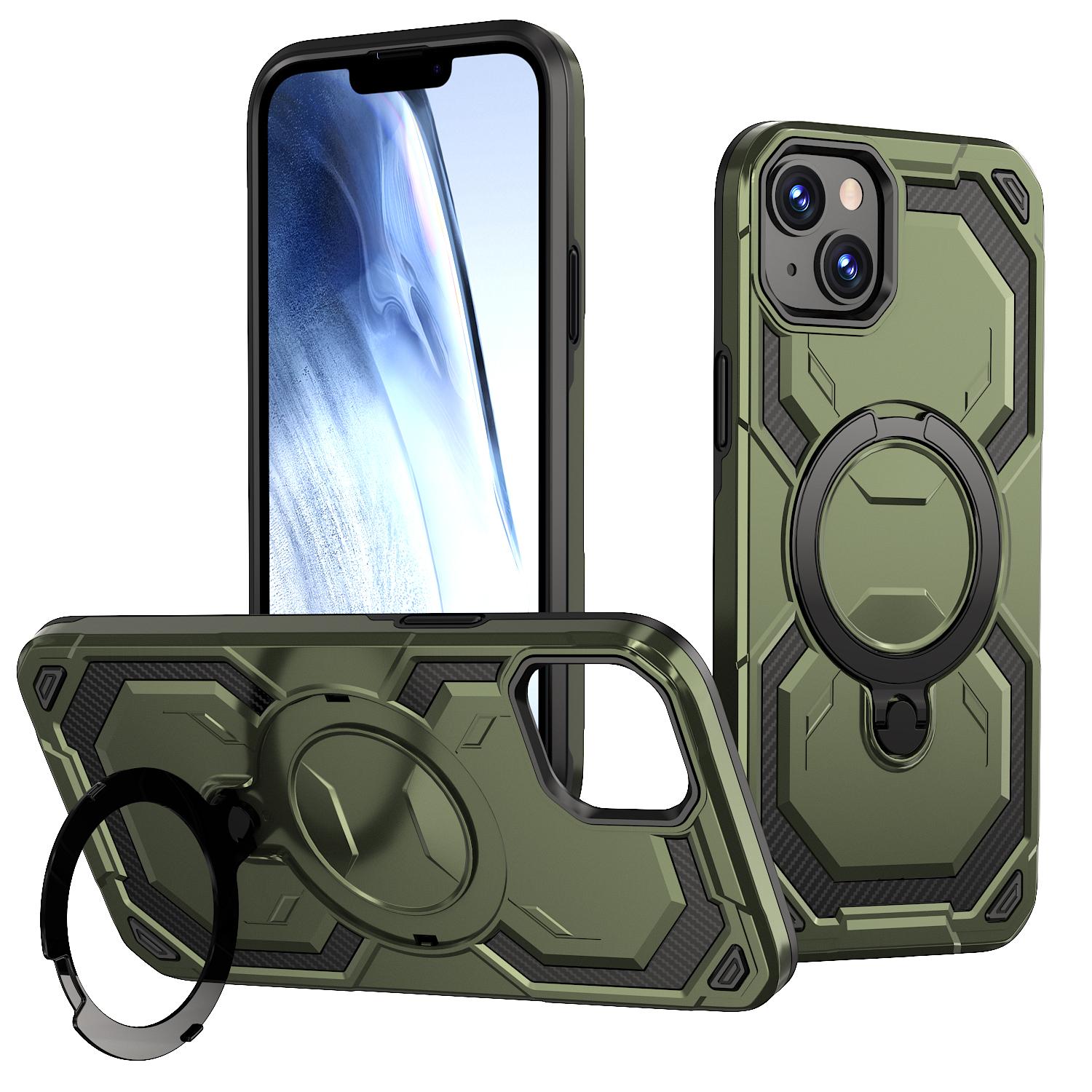 For iPhone 15 Cooling MagSafe Holder Phone Case(Green) - Shopkiz.com