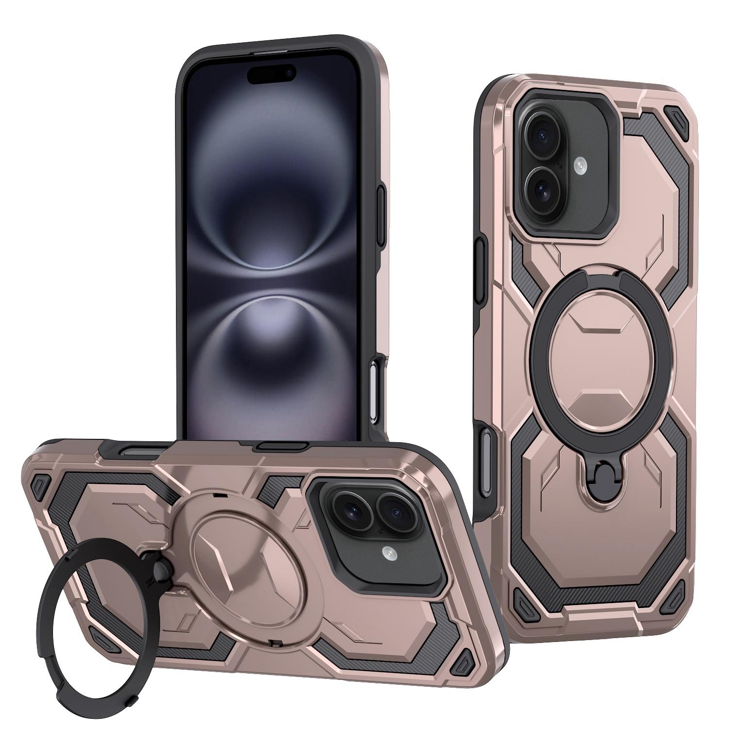 For iPhone 16 Plus Cooling MagSafe Holder Phone Case(Rose Gold) - Shopkiz.com
